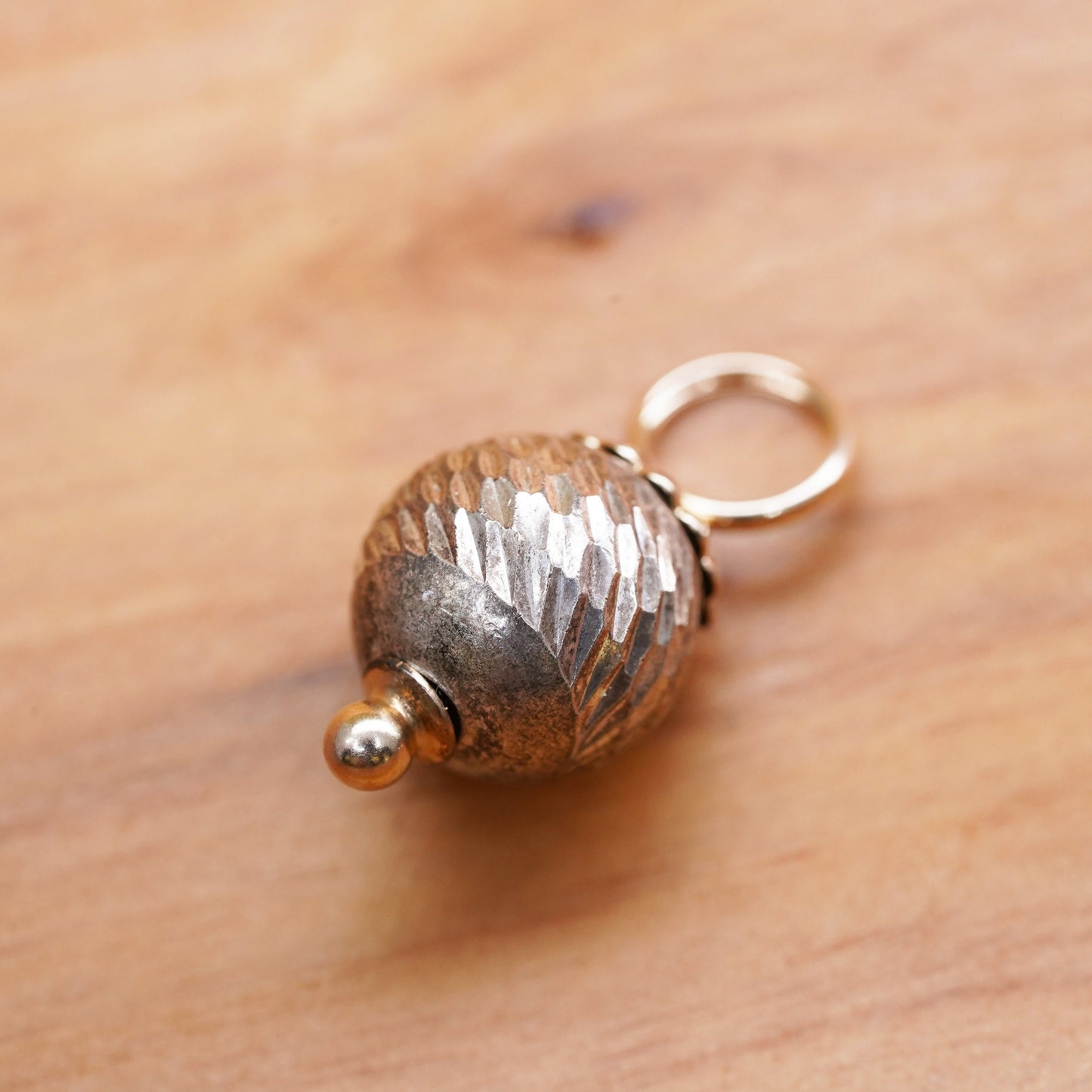 Vintage two tone Sterling silver handmade pendant, 925 silver charm