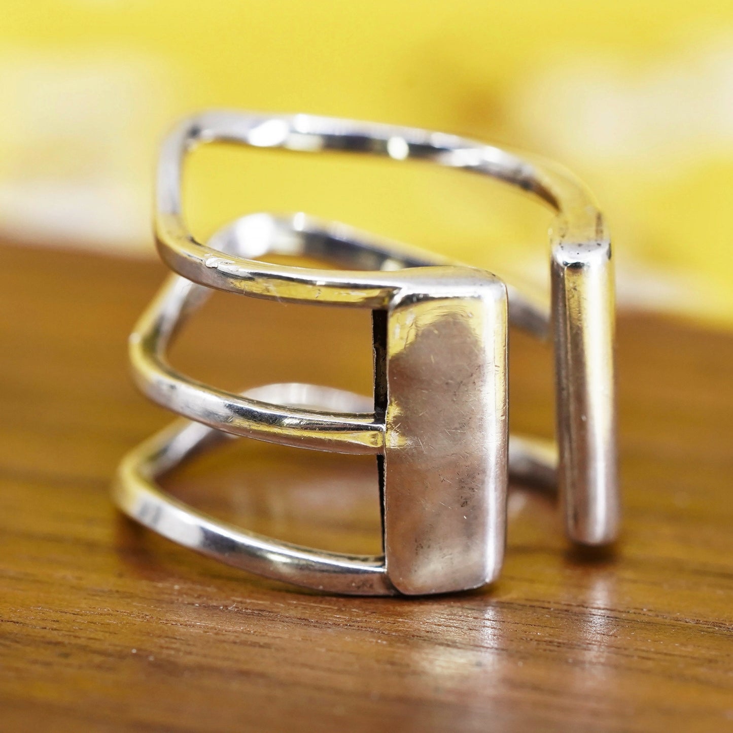 Size adjustable, vintage Sterling silver handmade ring, 925 band, open end