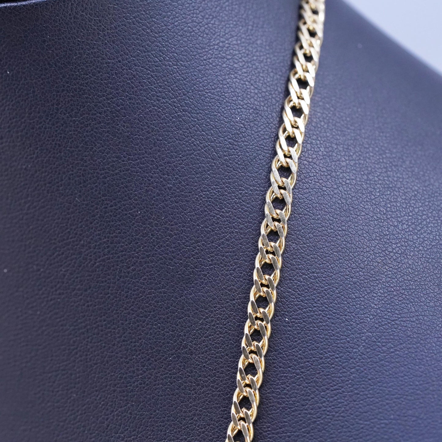 30", vintage HCT gold tone Sterling silver necklace, 925 double curb link chain