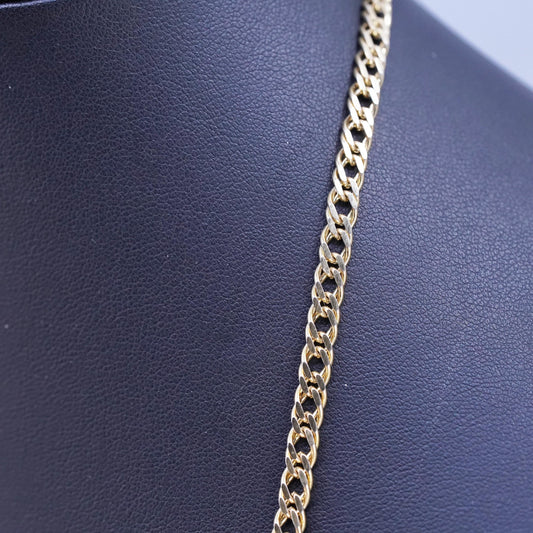 30", vintage HCT gold tone Sterling silver necklace, 925 double curb link chain