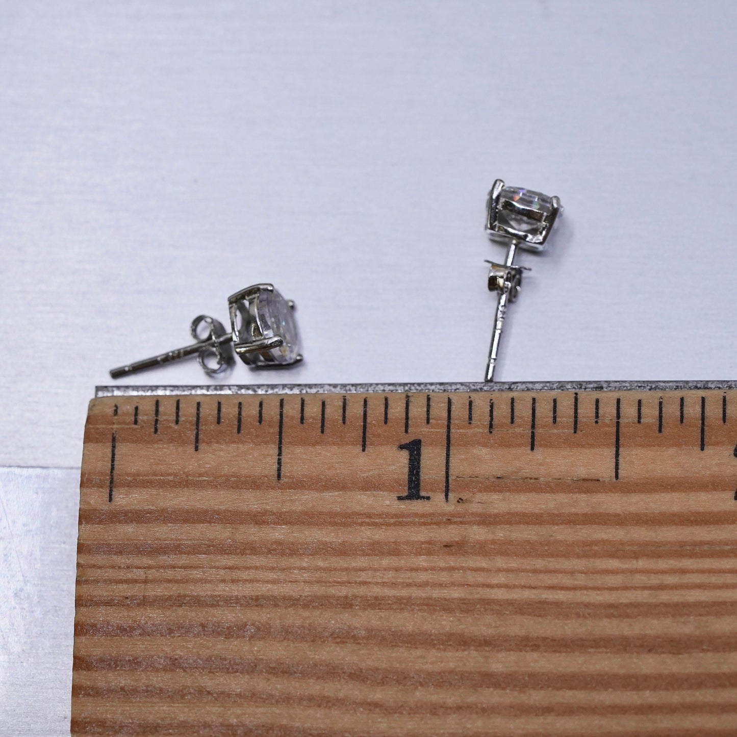 5mm, Sterling silver clear round crystal studs, cz earrings