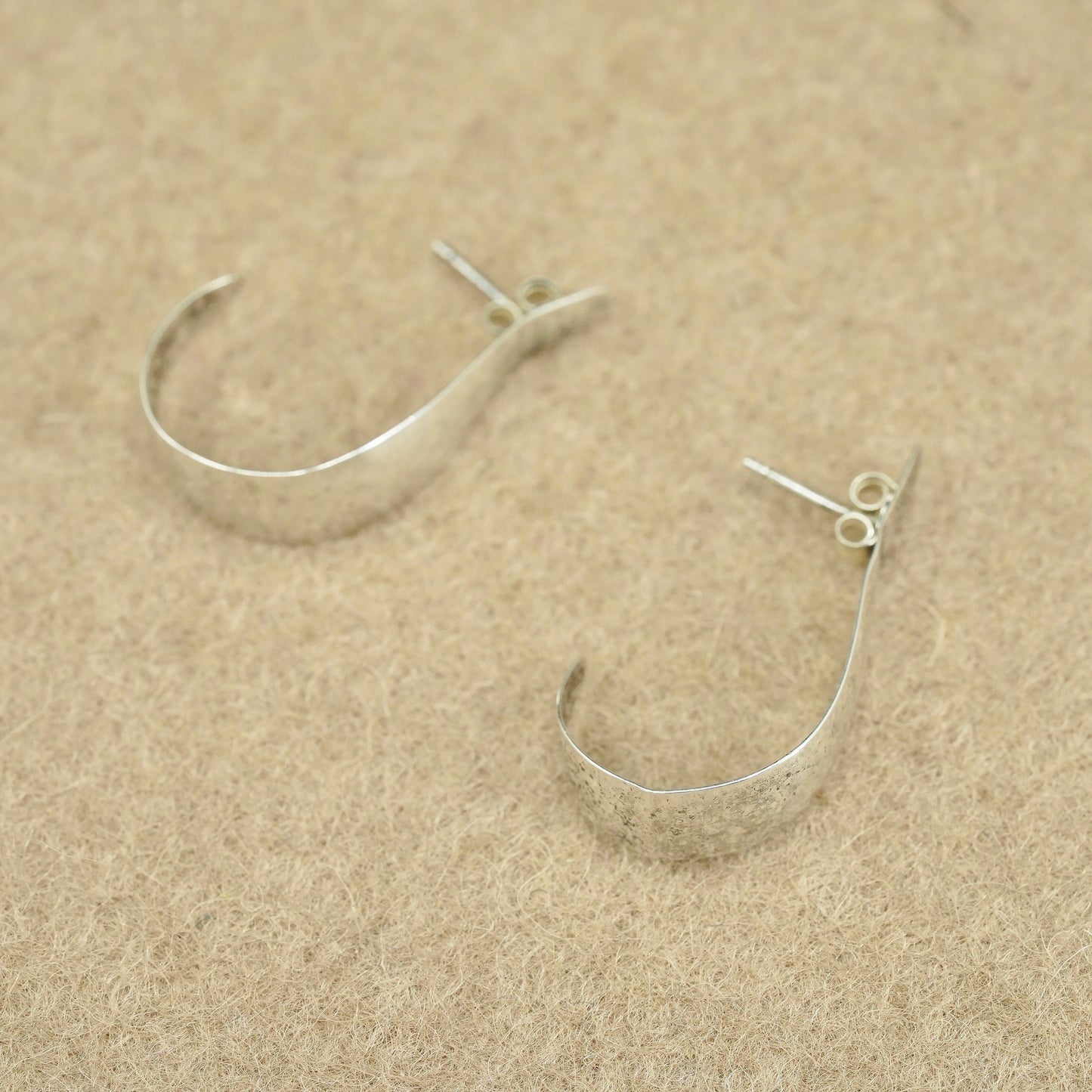 1”, vintage Sterling silver handmade earrings, 925 simple Huggie studs
