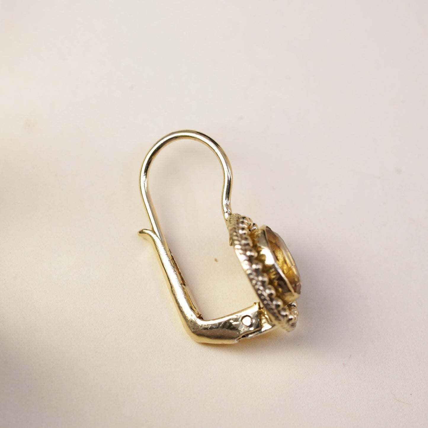 vermeil gold over sterling silver 925 single oval citrine earring lever back