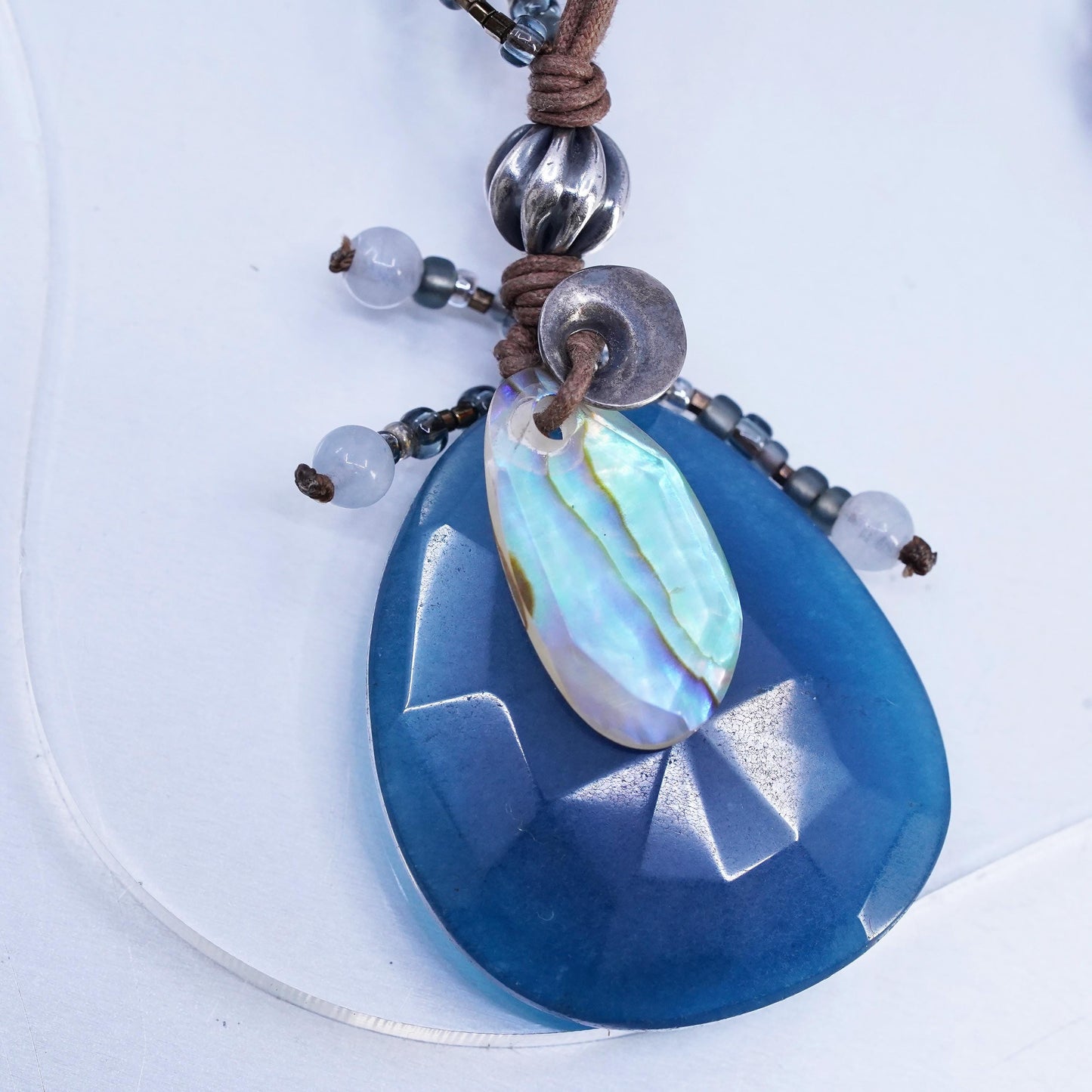 21", Silpada Necklace N2227 INDIGO Sterling Silver teardrop Blue Shell abalone