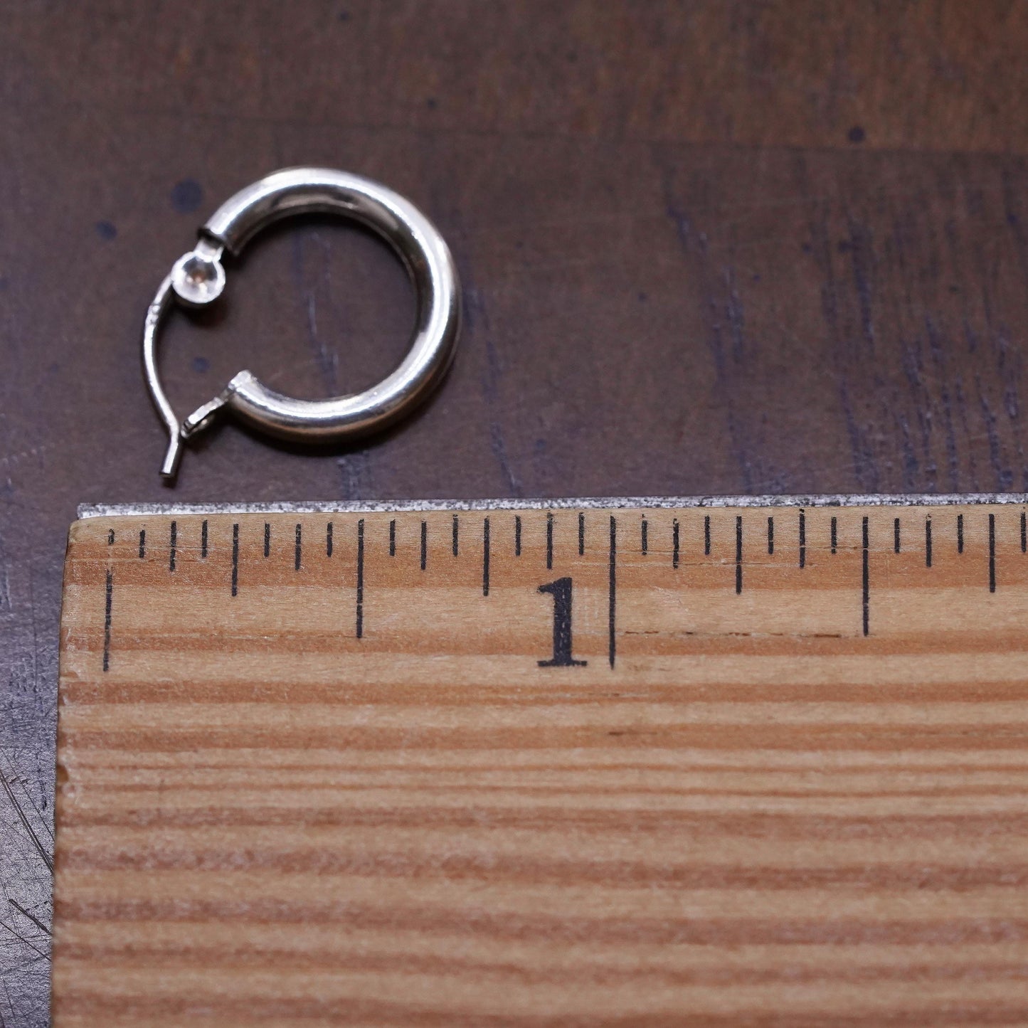 0.5", Vintage sterling silver loop single earring, minimalist primitive hoop