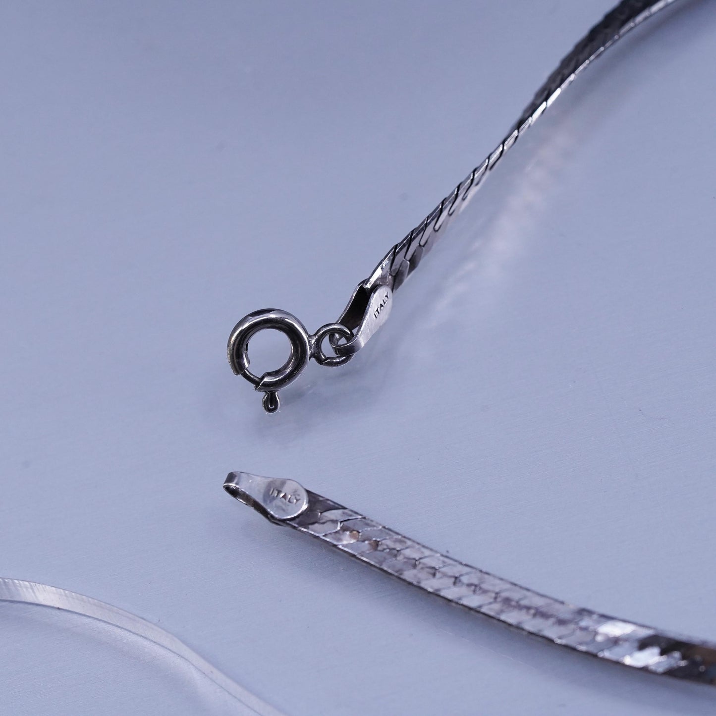 20” 3mm, vintage Italian Sterling 925 silver herringbone chain necklace