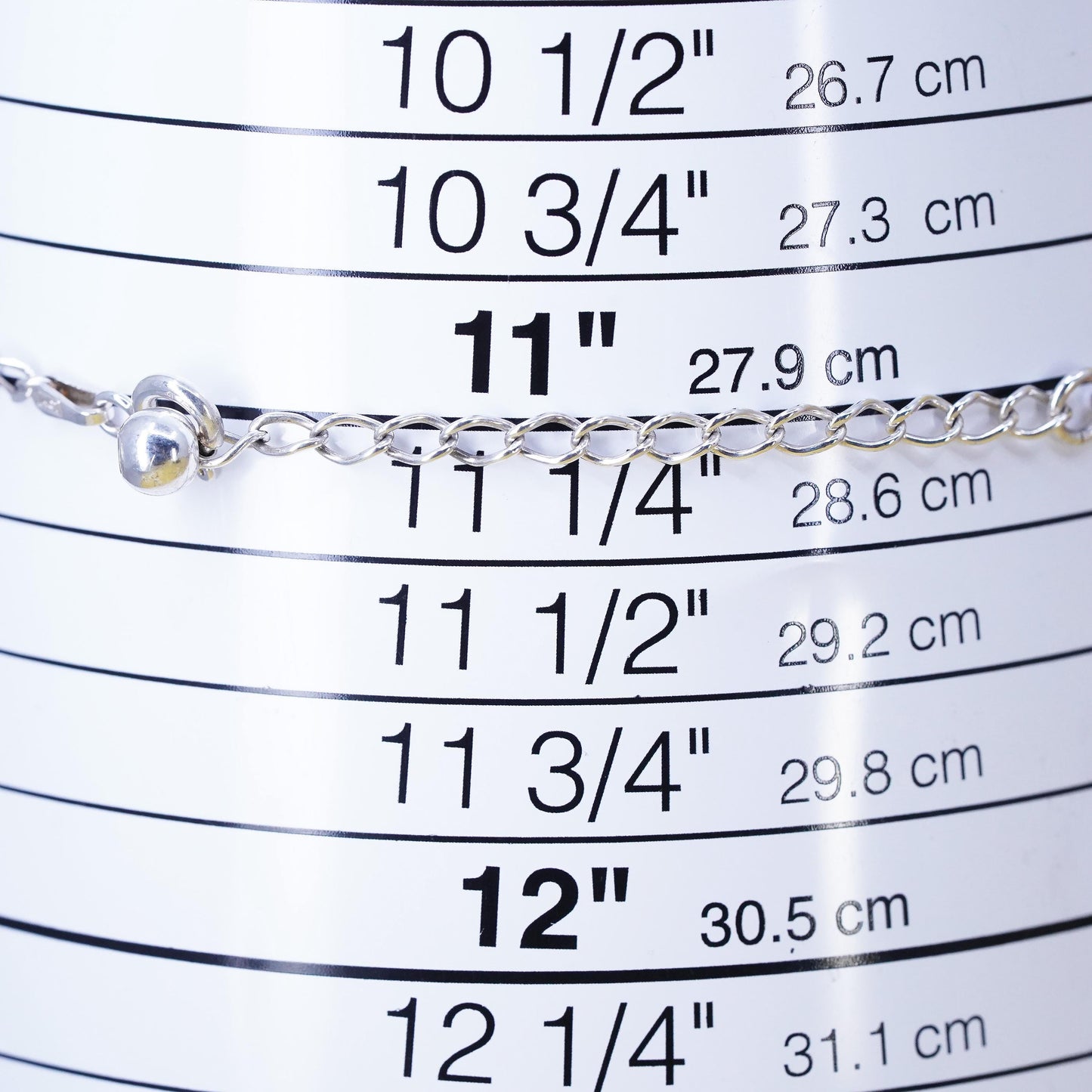 11.25” 3mm, Vintage sterling silver handmade anklet, 925 Figaro chain