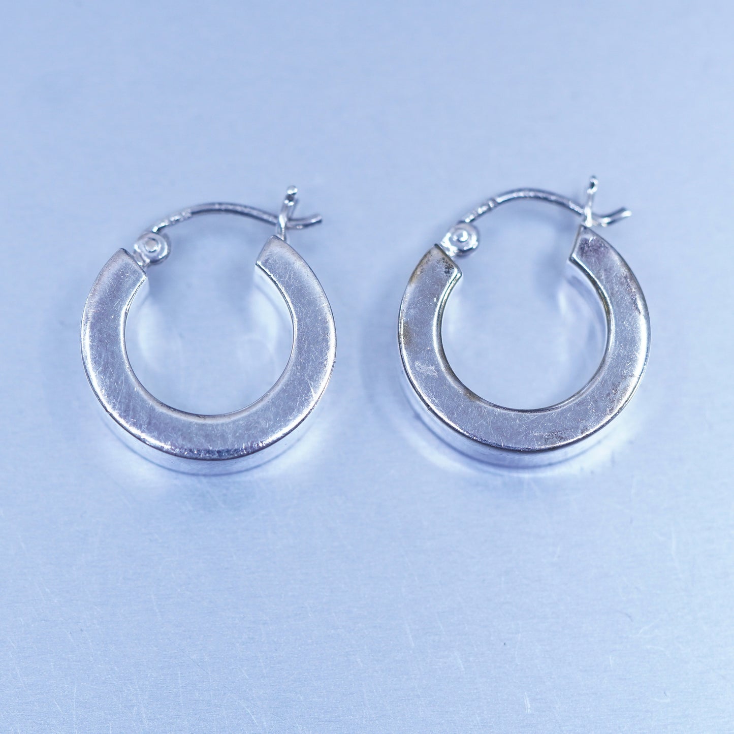 0.75”, vintage Sterling silver handmade earrings, wide 925 hoops
