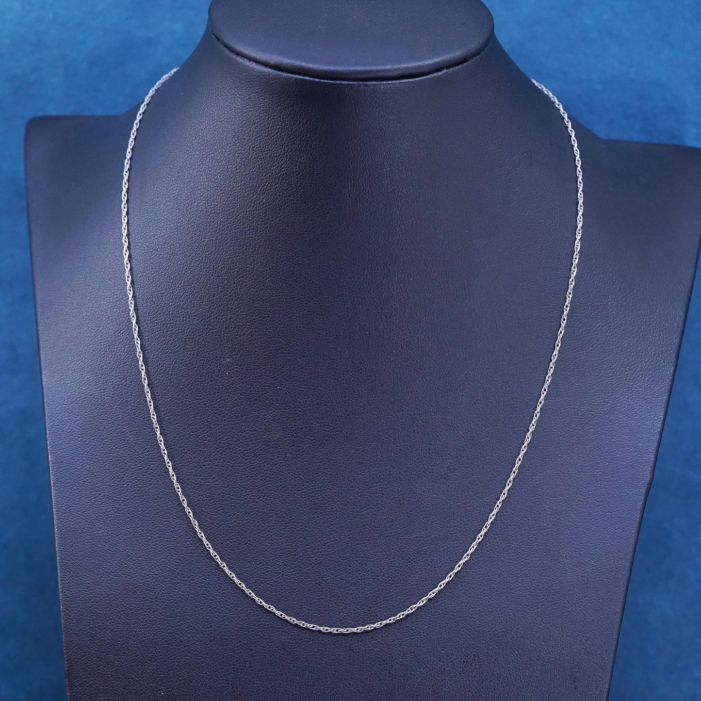 18”, 1mm, vintage Sterling silver necklace, 925 Singapore rope chain