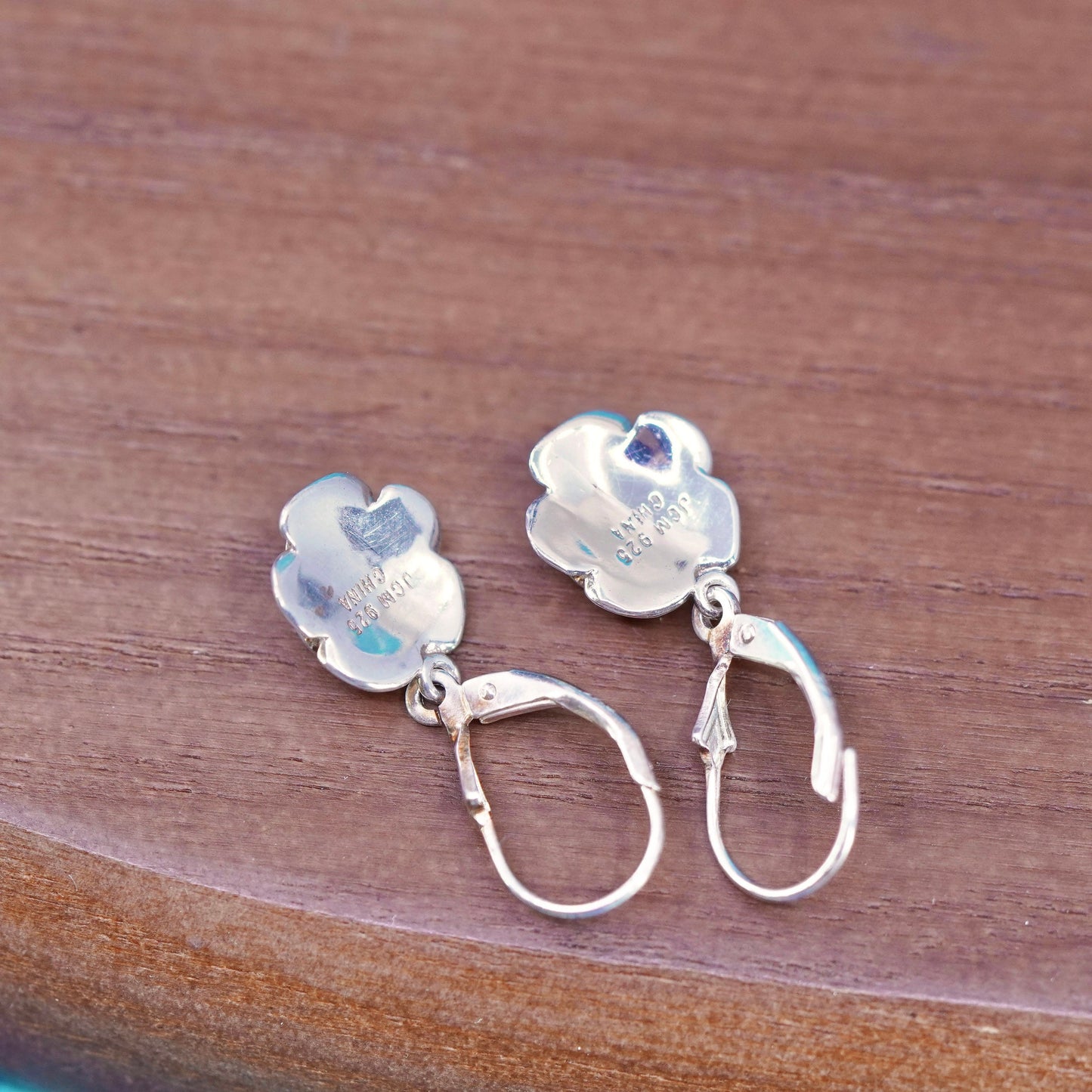 Vintage Sterling silver handmade earrings, 925 flower drops