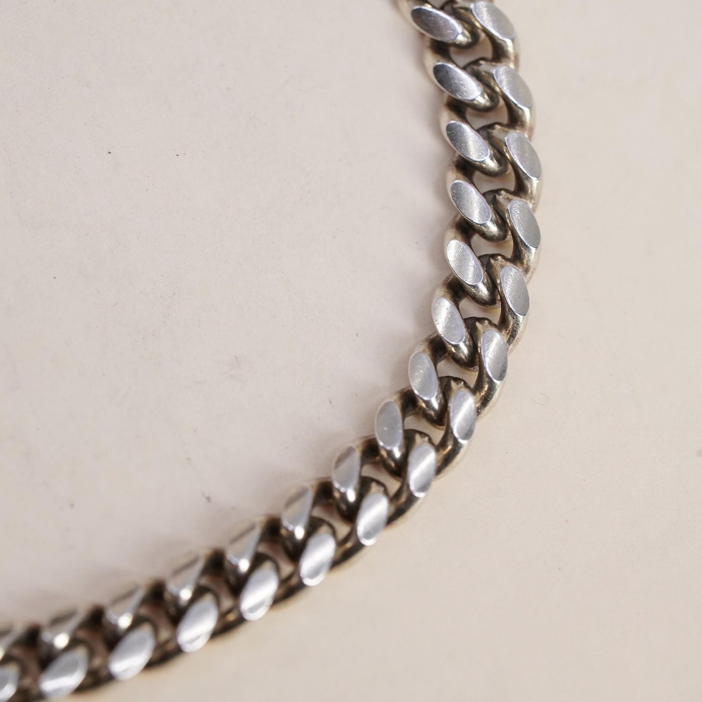 7.75" 6mm, Vintage Italian sterling silver bracelet, 925 bold solid curb chain