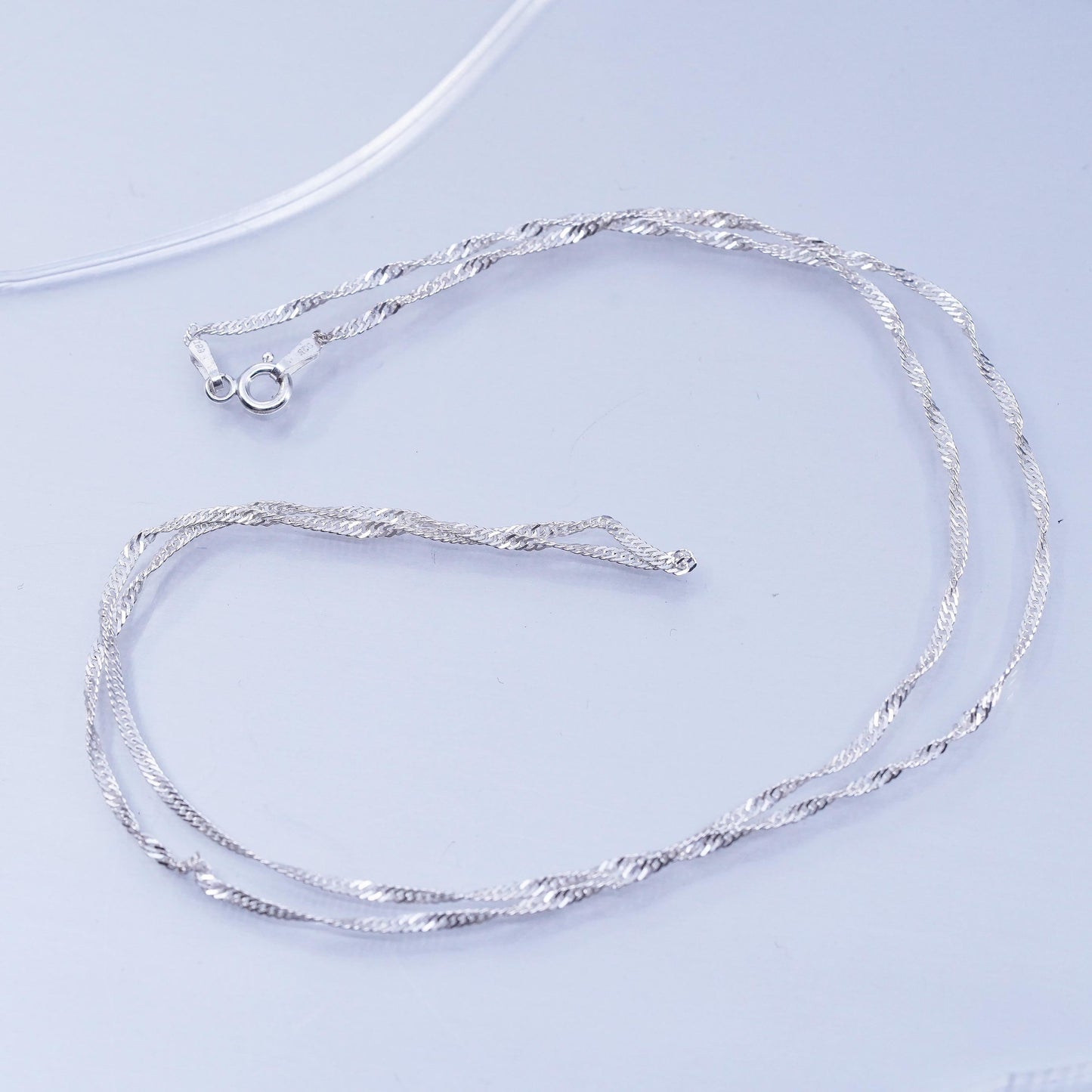 24” 2mm, vintage Italian Sterling 925 silver twisted curb chain necklace