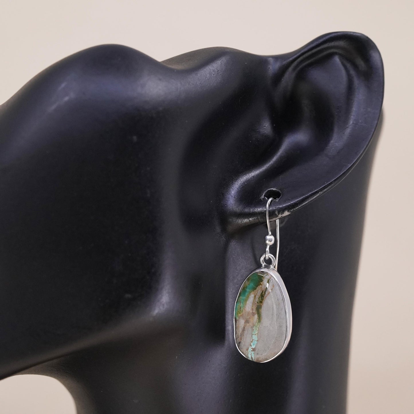 Native American Joe Delgarito single earring Sterling 925 silver pendant Jasper