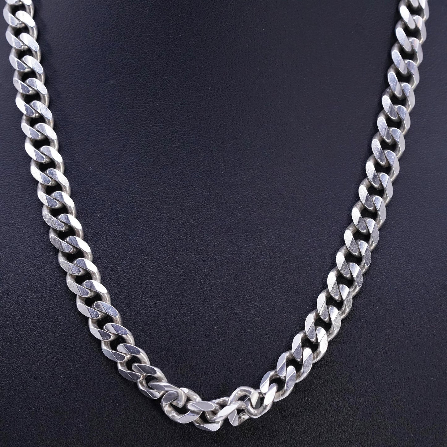 20" 10mm, vintage 192 AR Italian Sterling 925 silver bold curb chain necklace