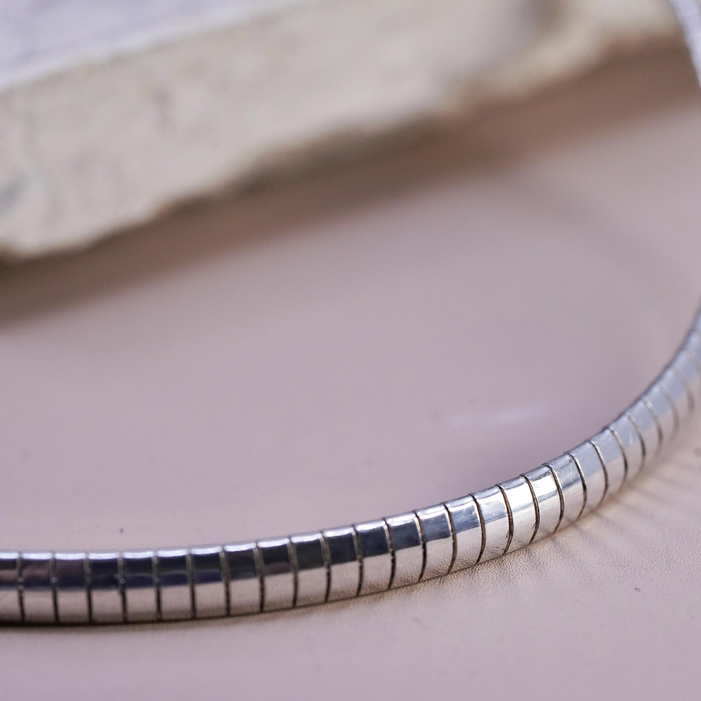 18", vintage Italian Sterling silver handmade necklace, 925 silver omega chain