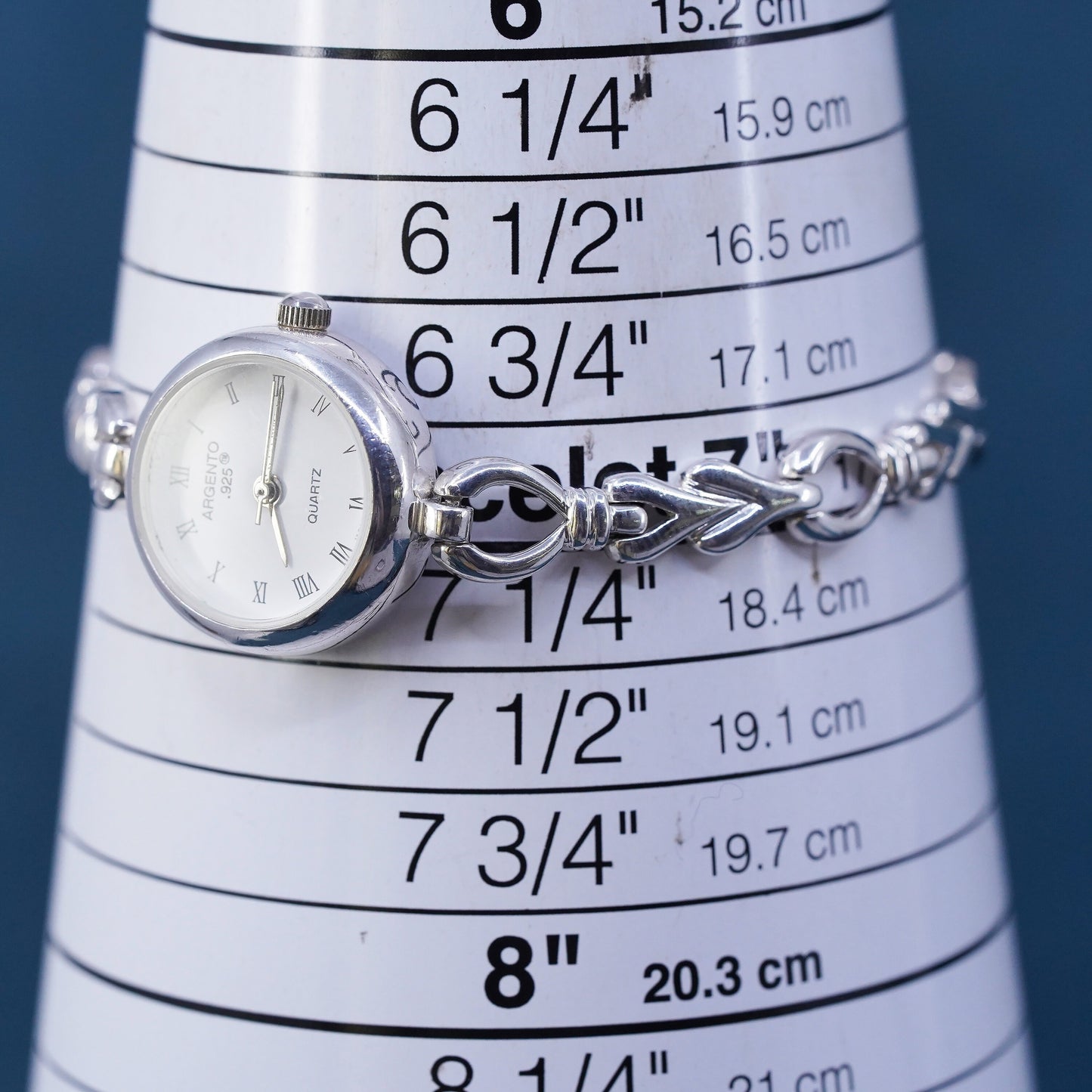 7”, Sterling Silver 925 Watch Argento Brand Round Face Silver not Working
