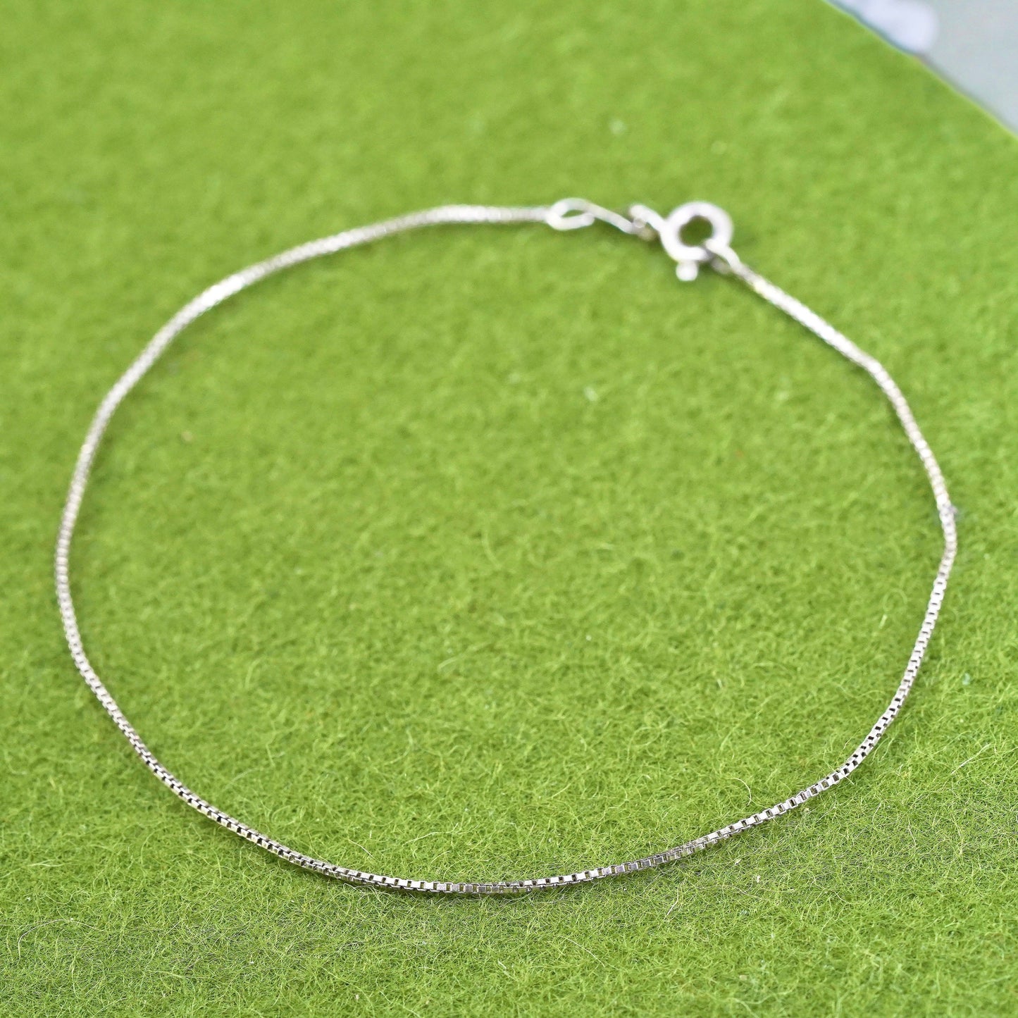 8.75”, Vintage sterling silver bracelet, Italy made fine 925 silver box chain