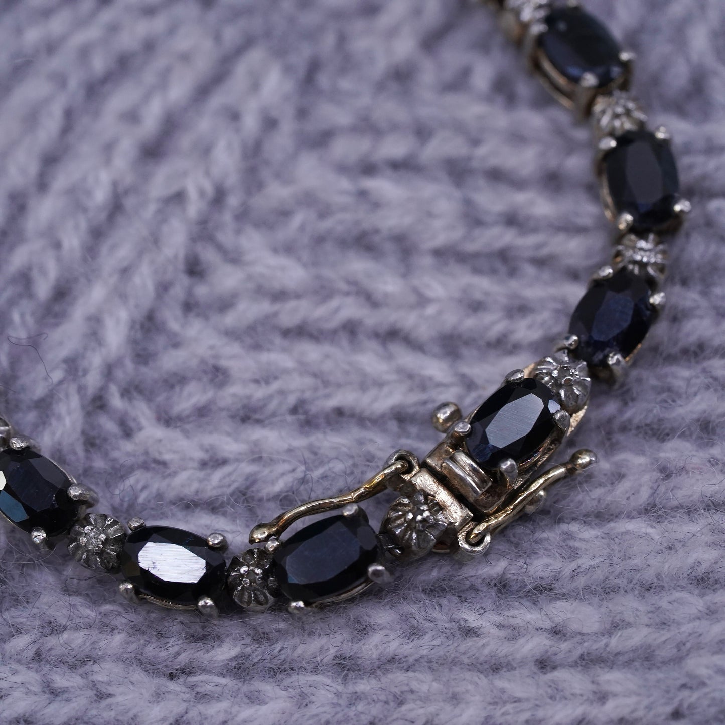7”, vermeil gold over sterling 925 silver tennis bracelet with sapphire diamond