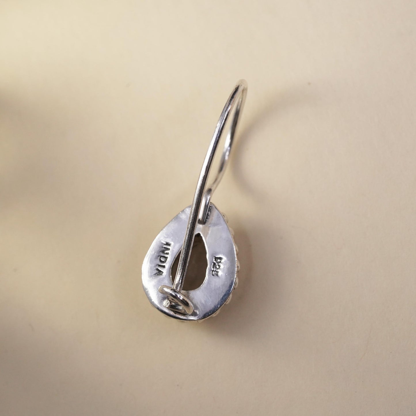 Vintage Sterling 925 silver handmade single earring with teardrop moonstone