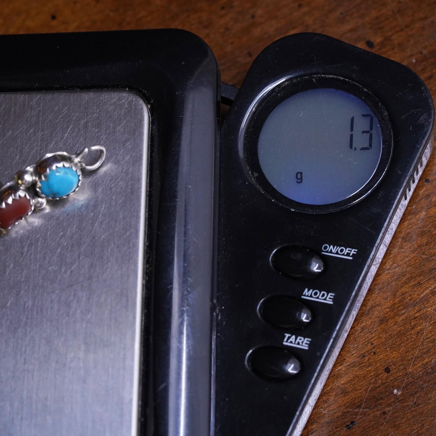 Native American Navajo single earring. Sterling 925 silver teardrop stud coral