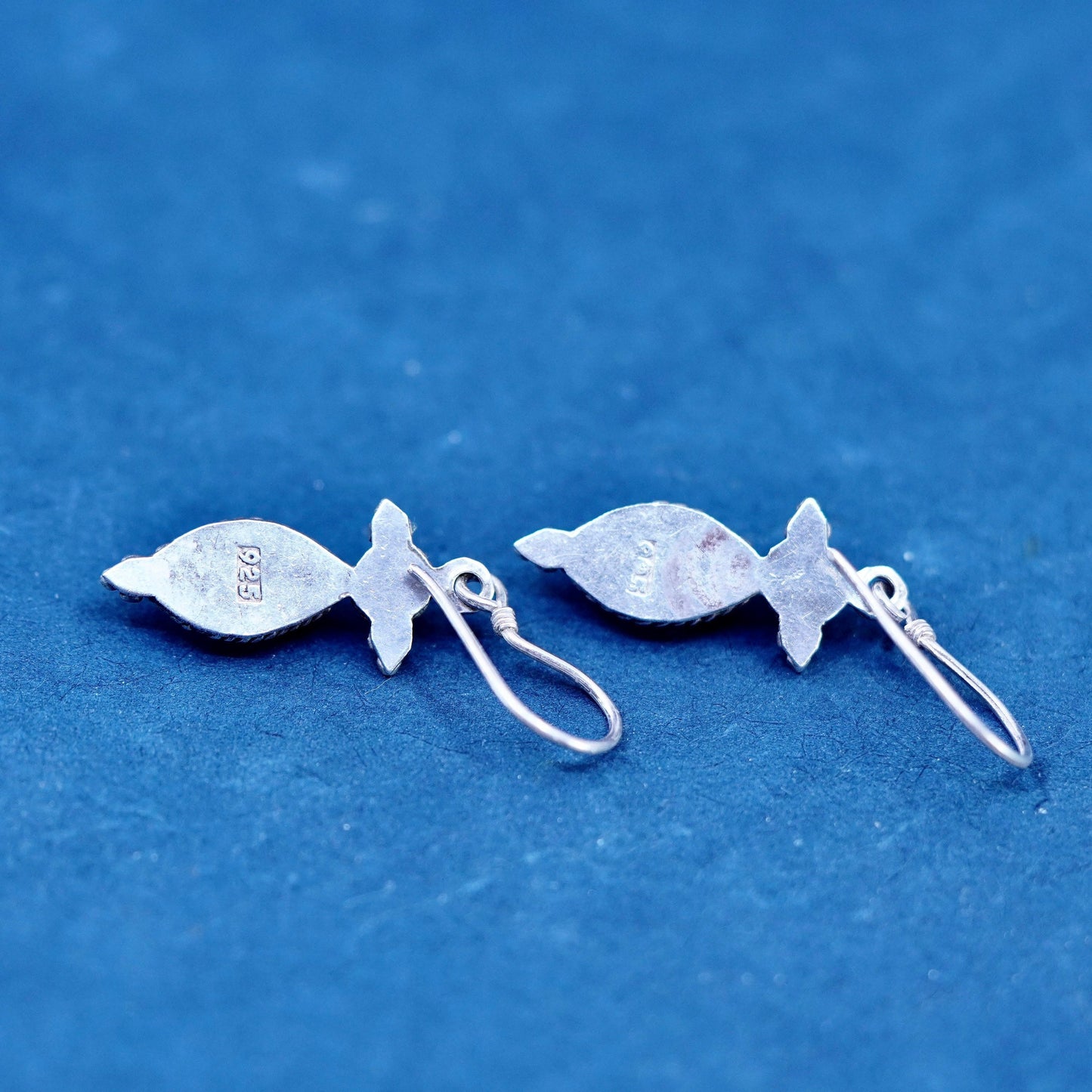 Vintage sterling silver 925 handmade earrings with peridot and garnet