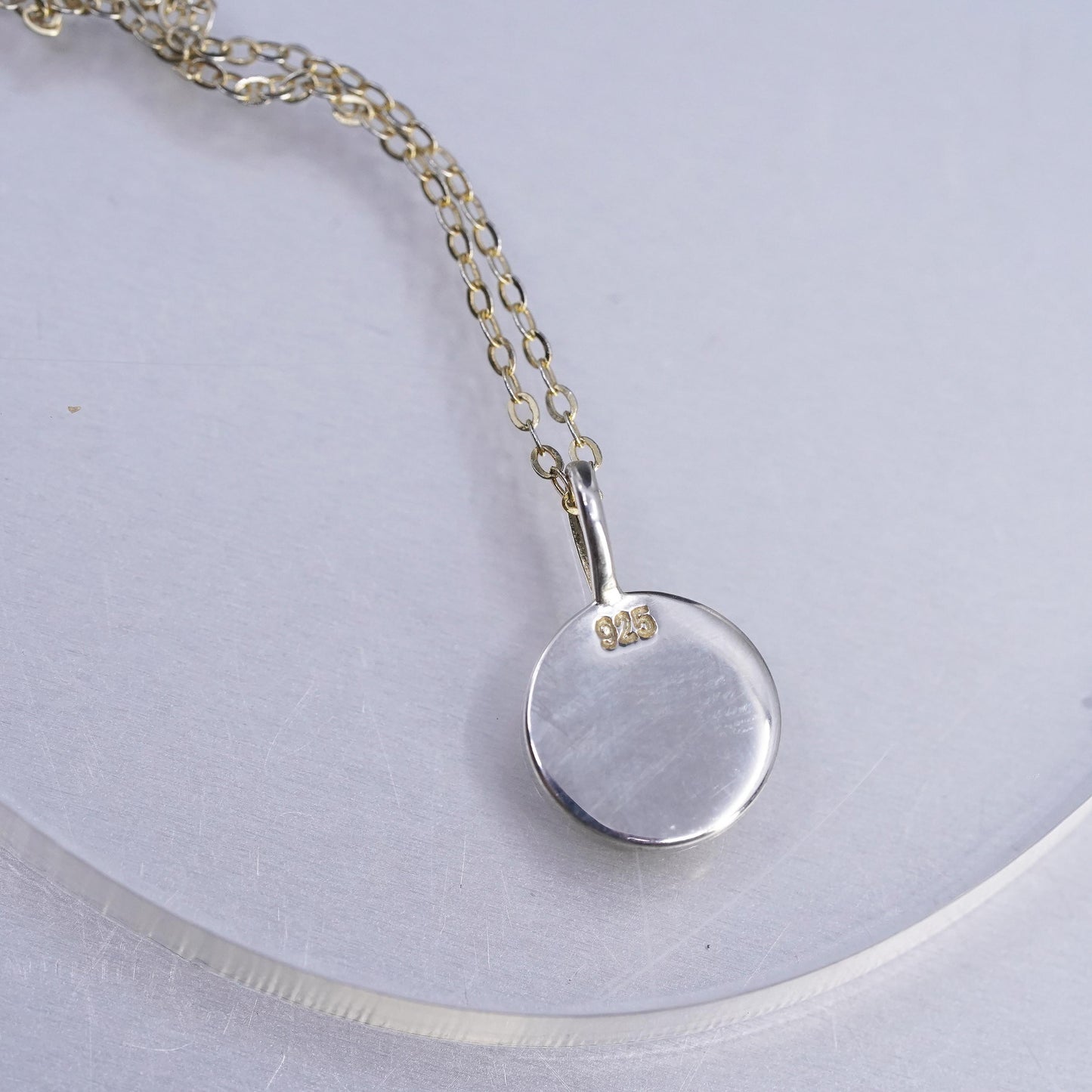 16+2", vermeil gold plated Sterling silver necklace 925 circle letter J pendant