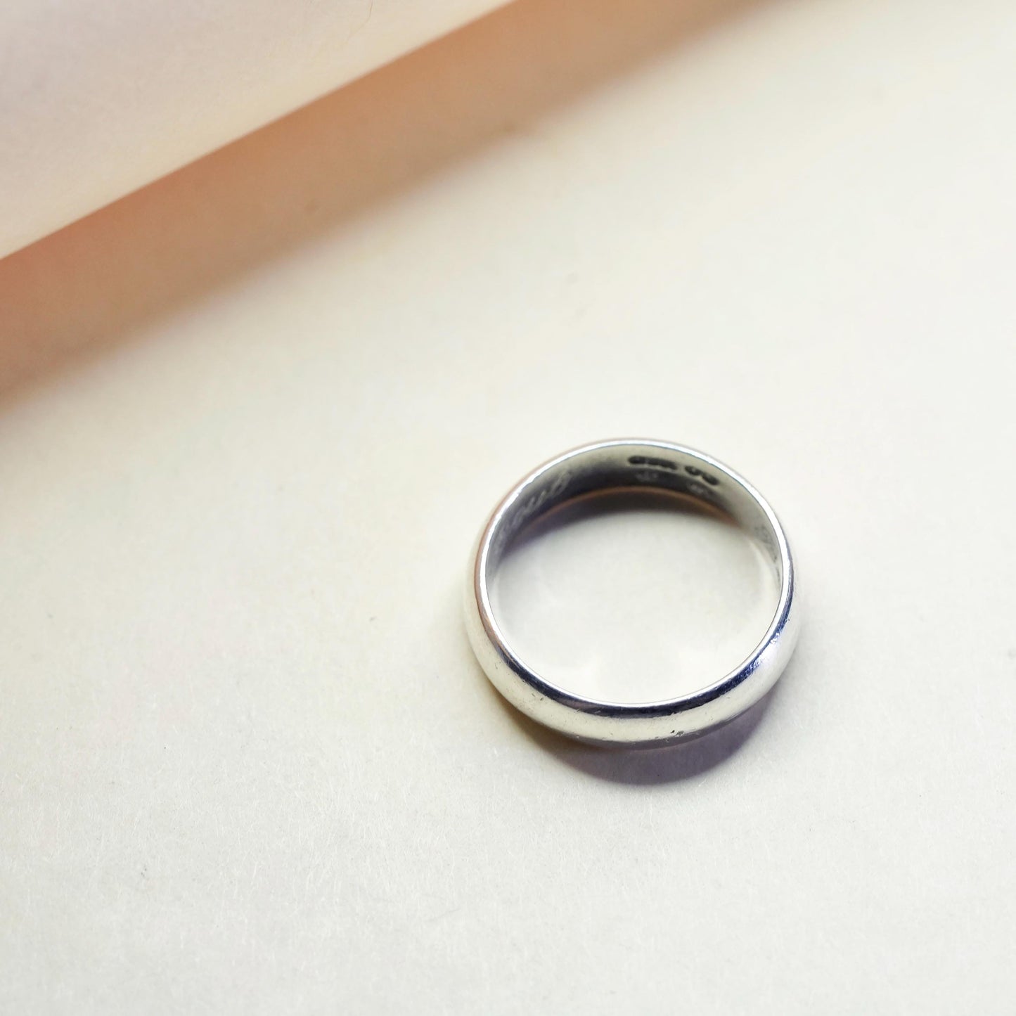 Size 5, Vintage sterling silver handmade ring, 925 silver band, wedding band