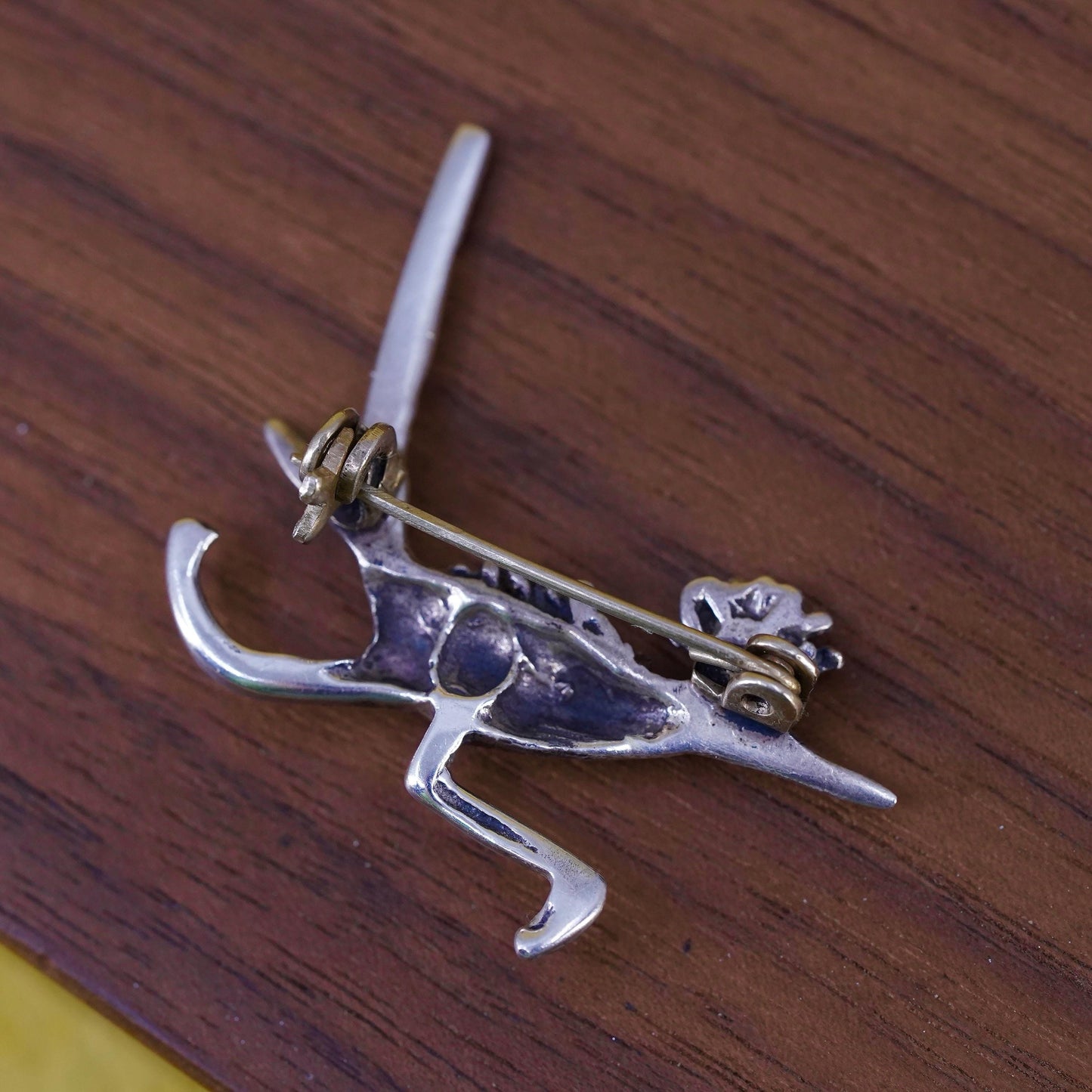 VTG sterling silver brooch, 925 Native American roadrunner bird pin turquoise