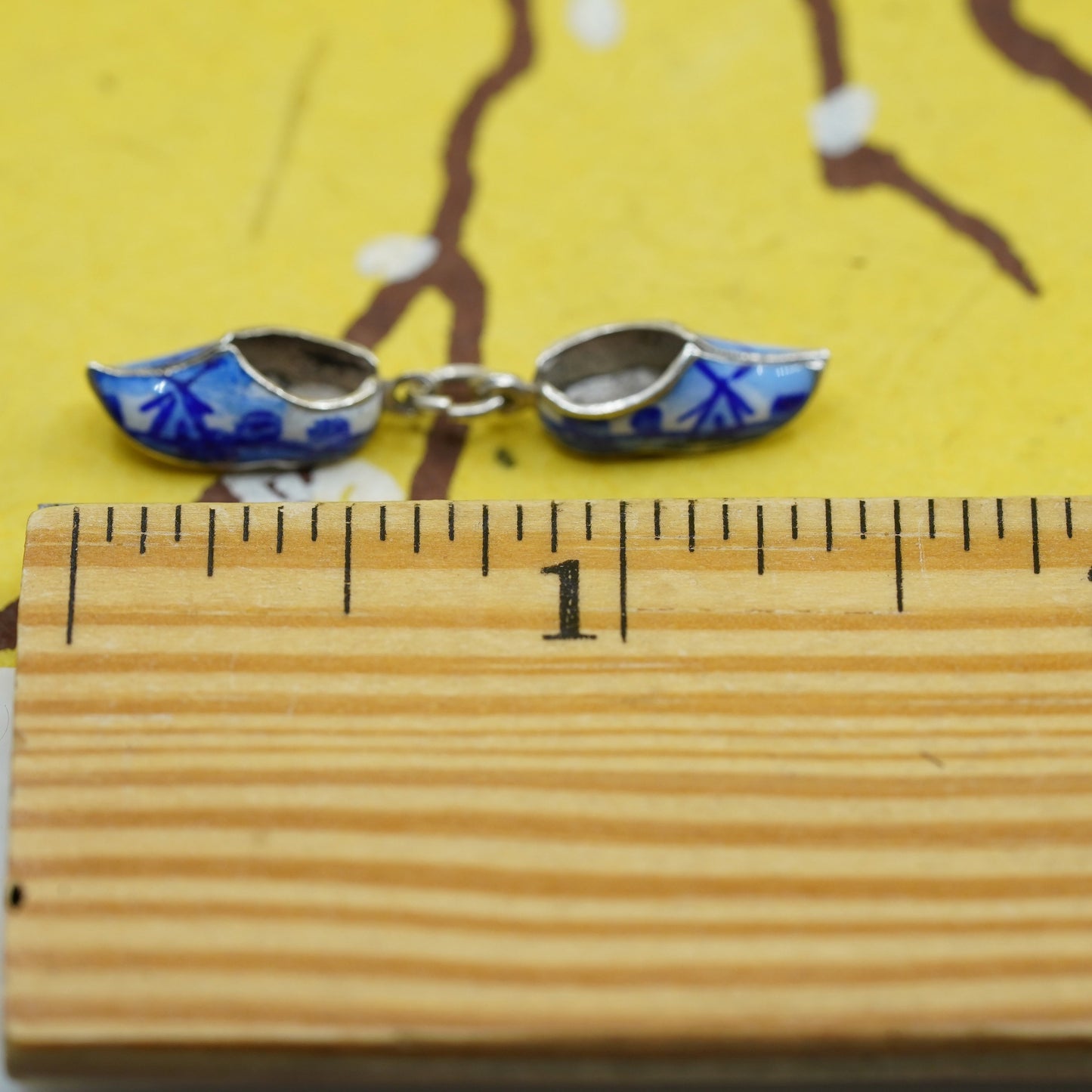 Vintage Sterling silver handmade pendant, 925 Holland wooden shoes charms