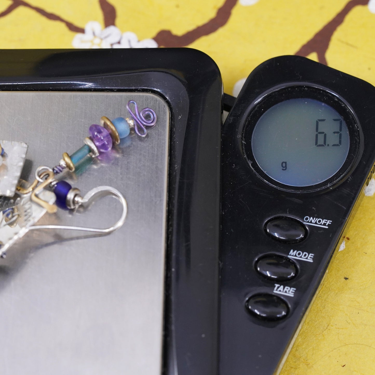 vintage Q. Miller Sterling 925 Silver Hooks with square discs amethyst Beads