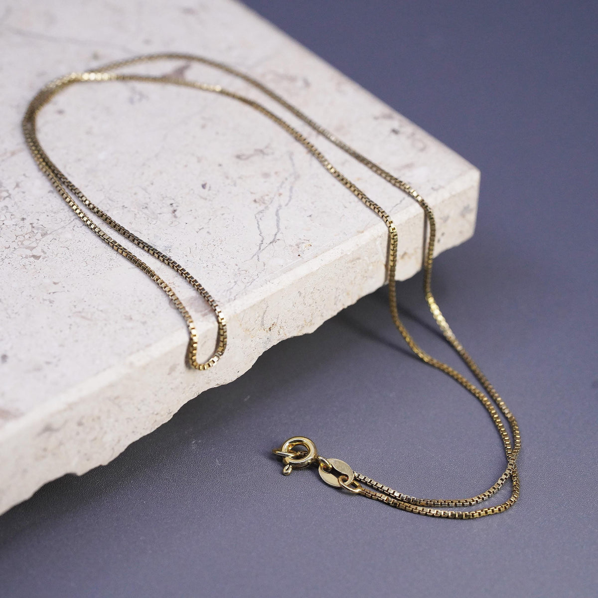 18" 1mm, vintage Danecraft Sterling silver necklace, rose gold over 925 silver box chain