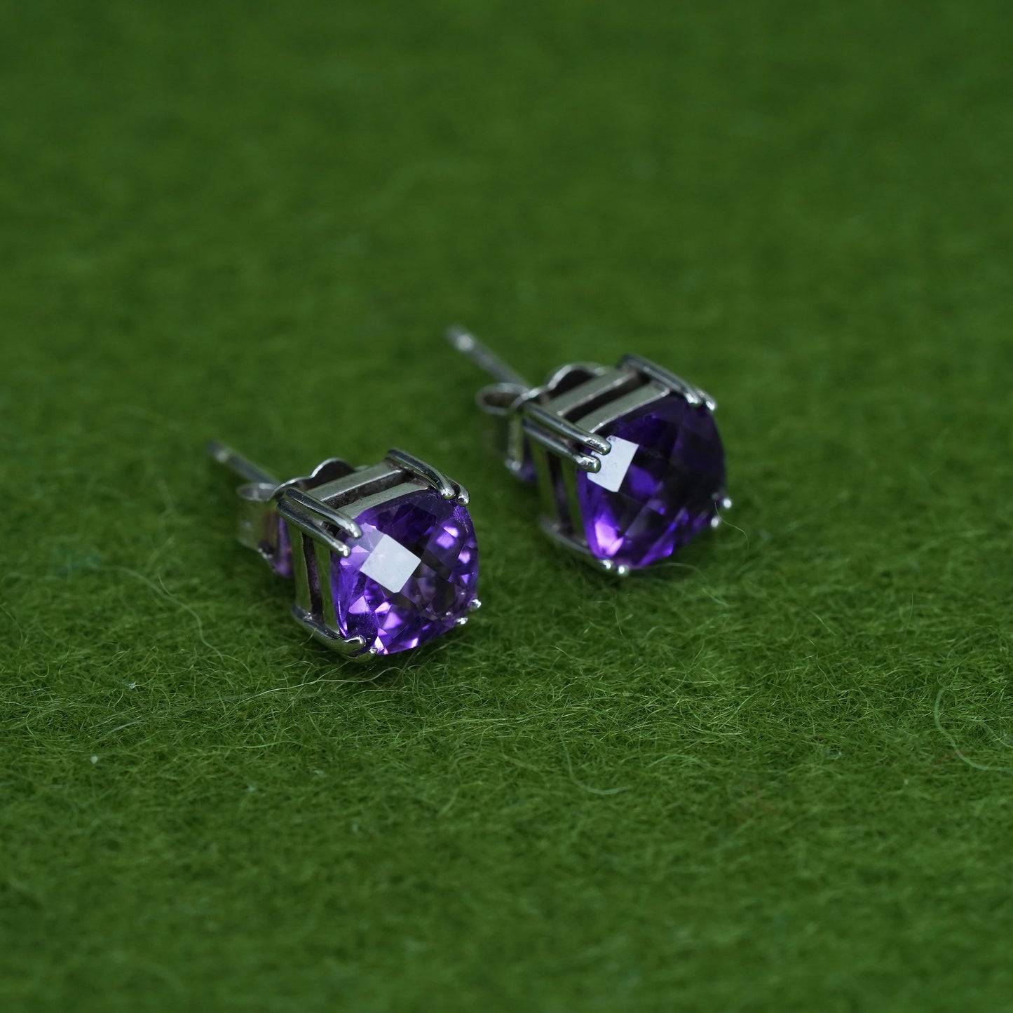 5mm, Sterling silver earrings, solid 925 silver with amethyst studs