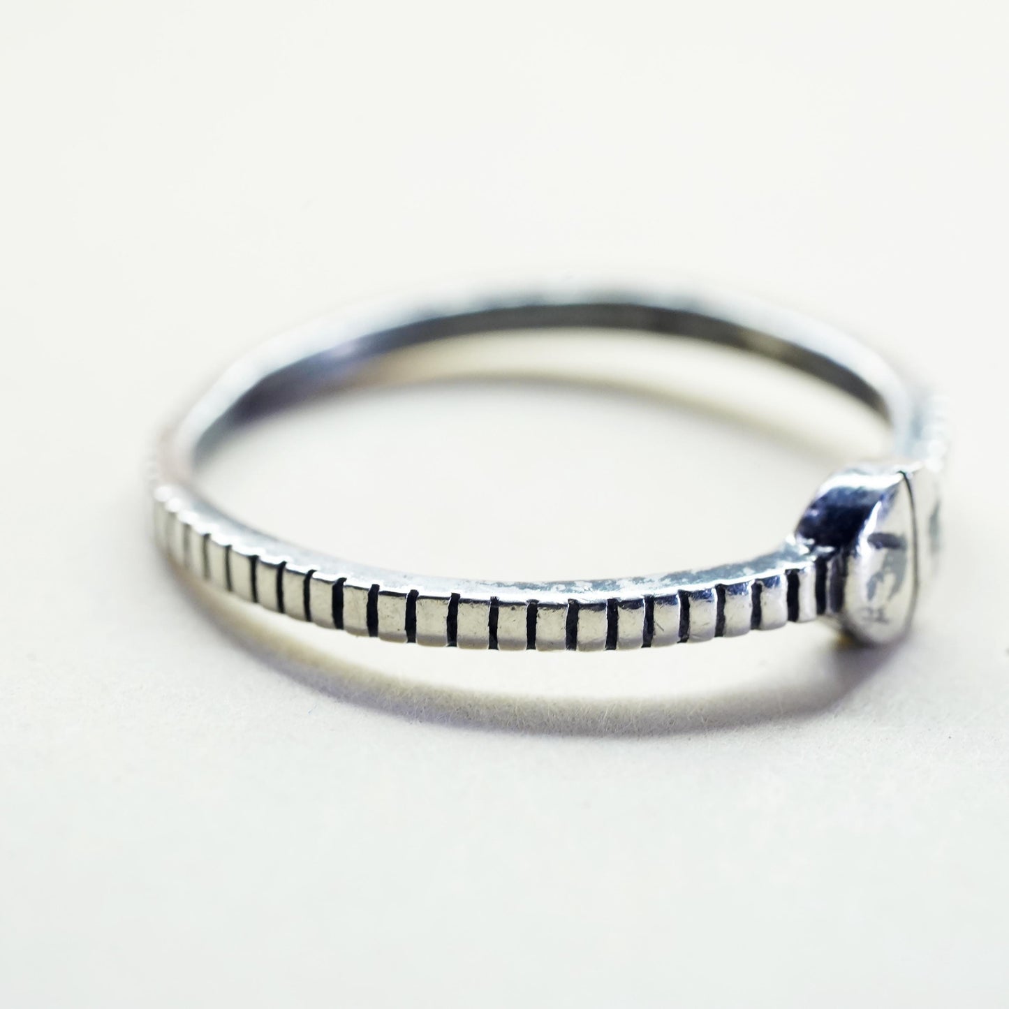 Size 8, vintage sterling silver handmade ring, 925 thin stackable band