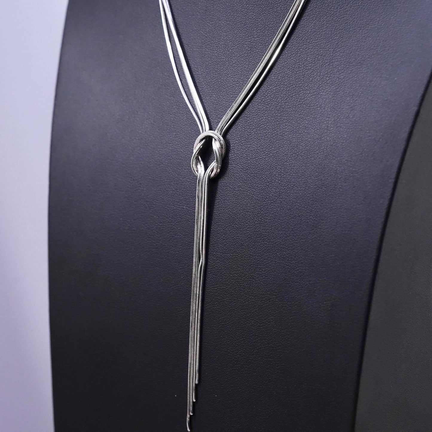 16”, multi 3 strands Sterling silver necklace, 925 snake chain knotted pendant