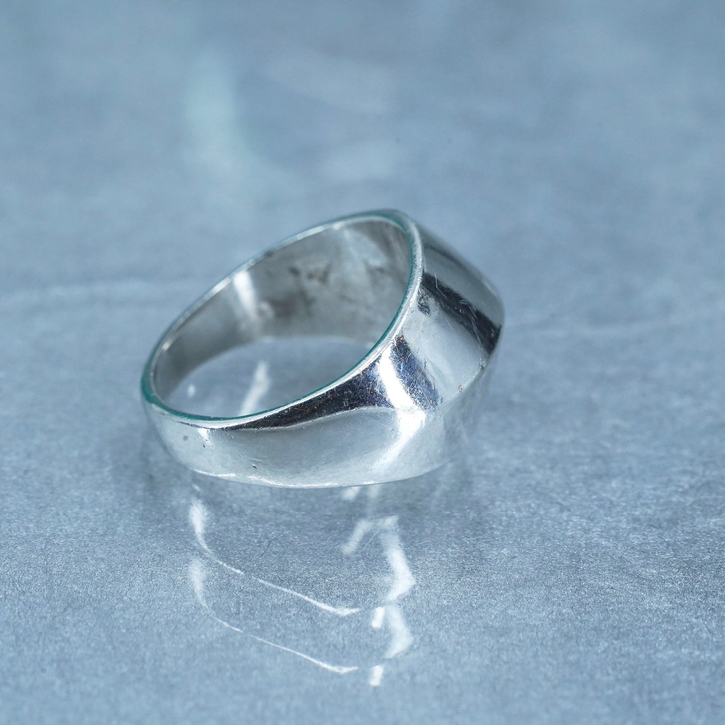 Size 7, vintage Sterling 925 silver handmade ring, modern ribbed band