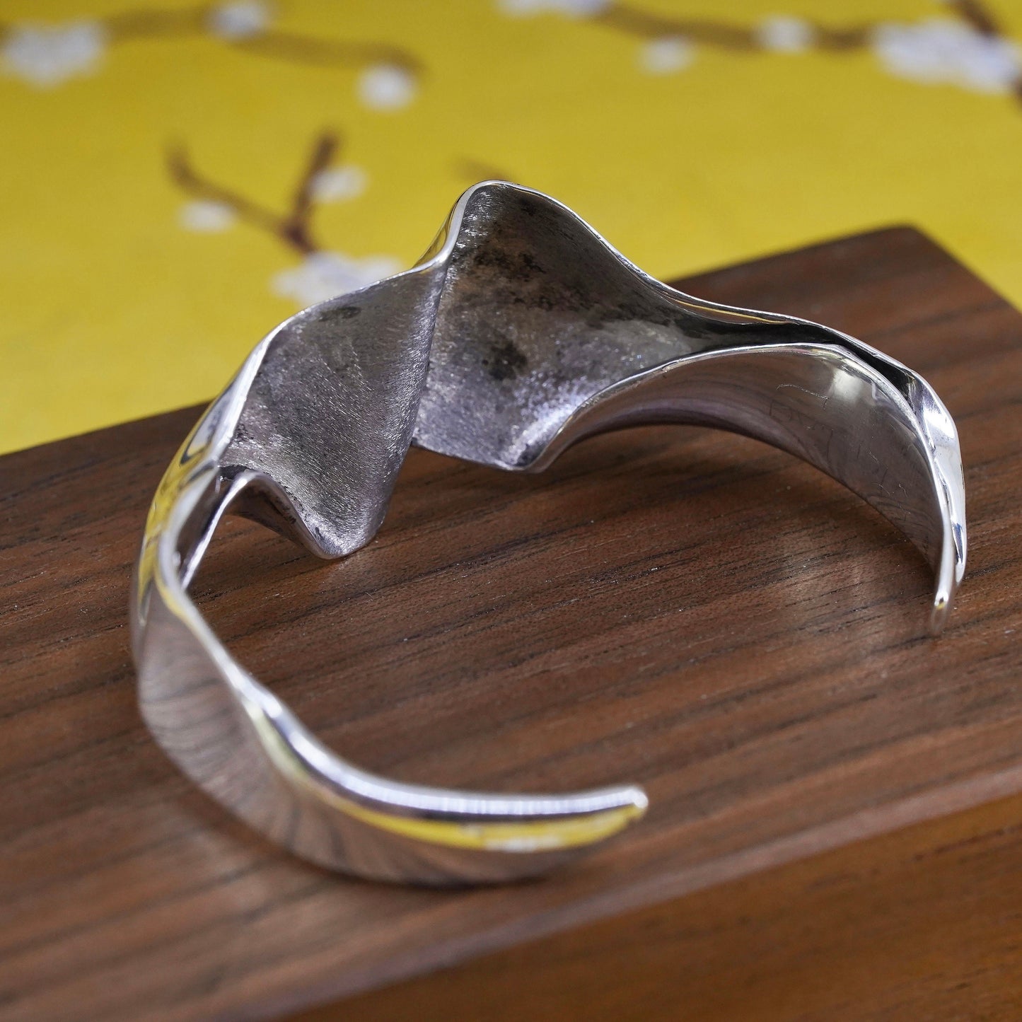 5.5", Southwestern sterling silver handmade bracelet, wrinkle 925 silver cuff