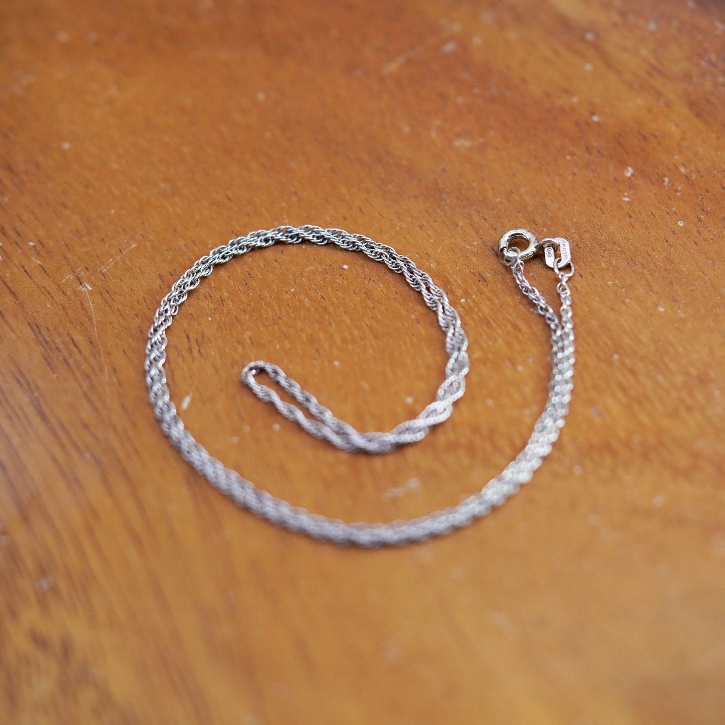 18”, 1.6mm, vintage Sterling silver necklace, Italy 925 Singapore link chain