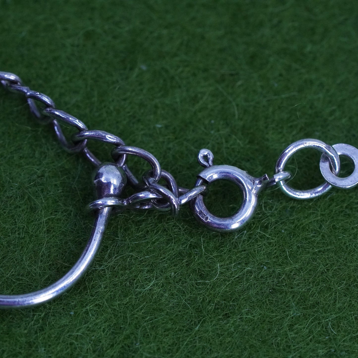 14+2", Vintage sterling silver chain with dna link, fine 925 silver necklace