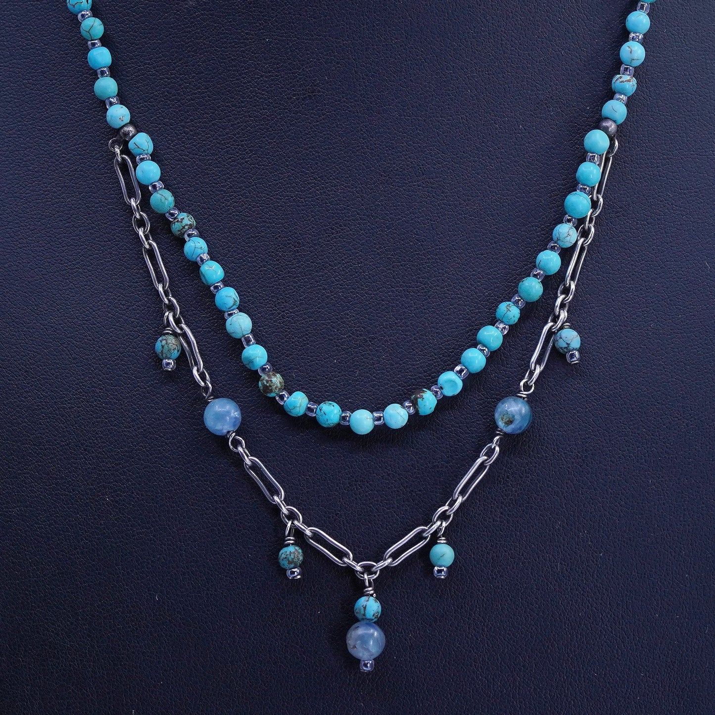 16+2”, Silpada southwestern sterling 925 silver necklace with turquoise beads