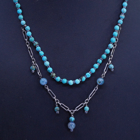 16+2”, Silpada southwestern sterling 925 silver necklace with turquoise beads