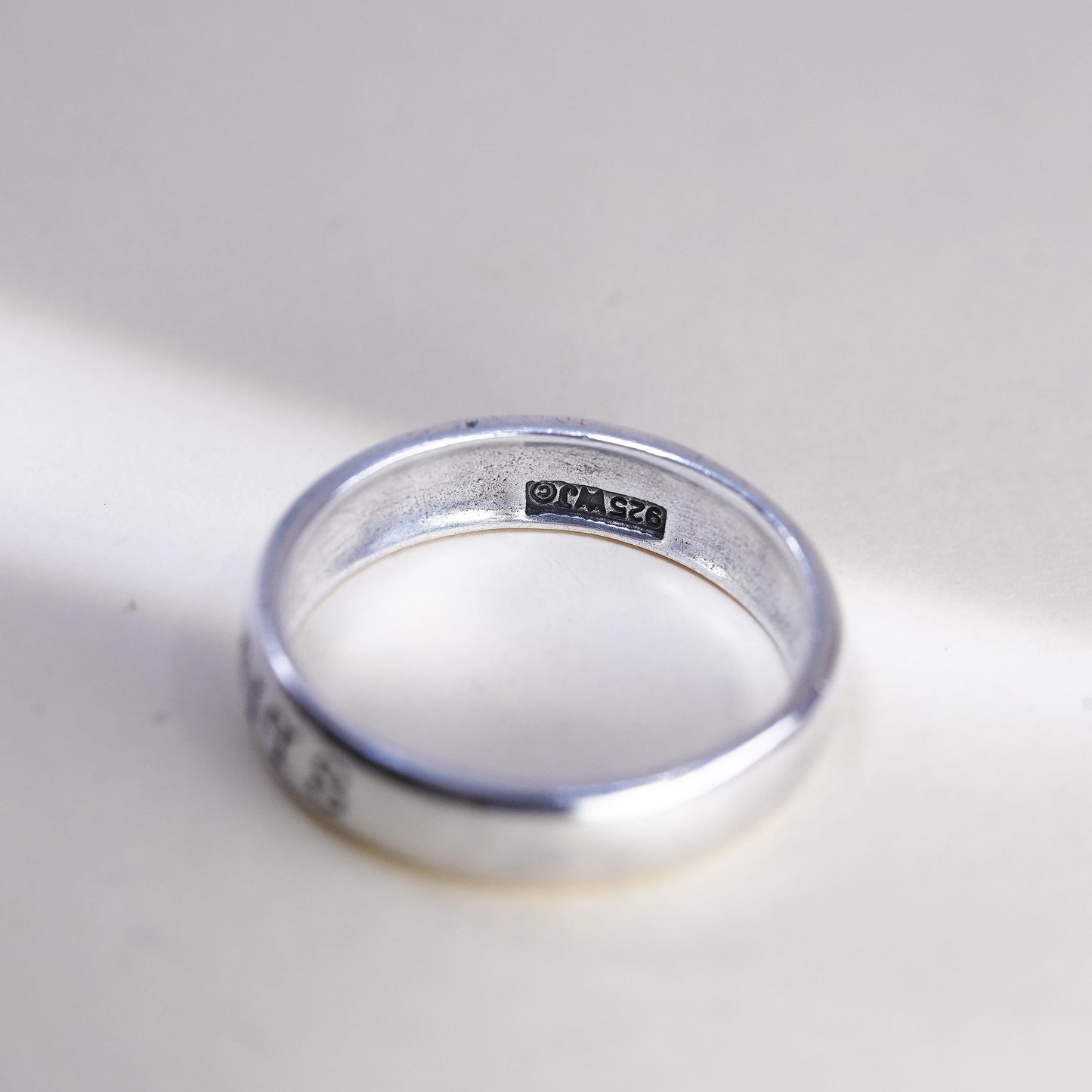 Size 10 Sterling Silver Signed 925 WJ Waldeck Johnson True Love Waits Ring Band