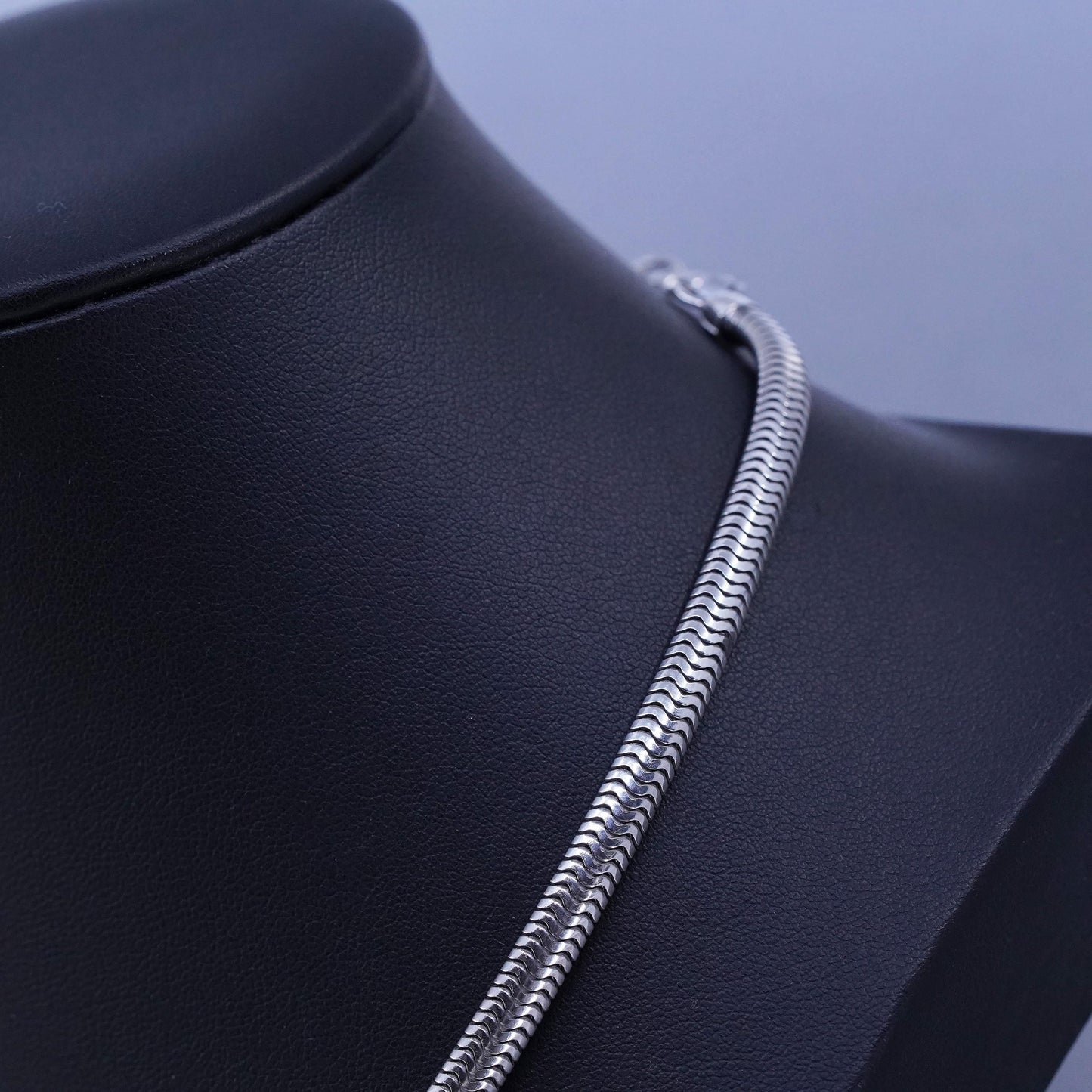 16” 5mm, Vintage Forstner Thick Sterling 925 Silver Snake Choker Necklace