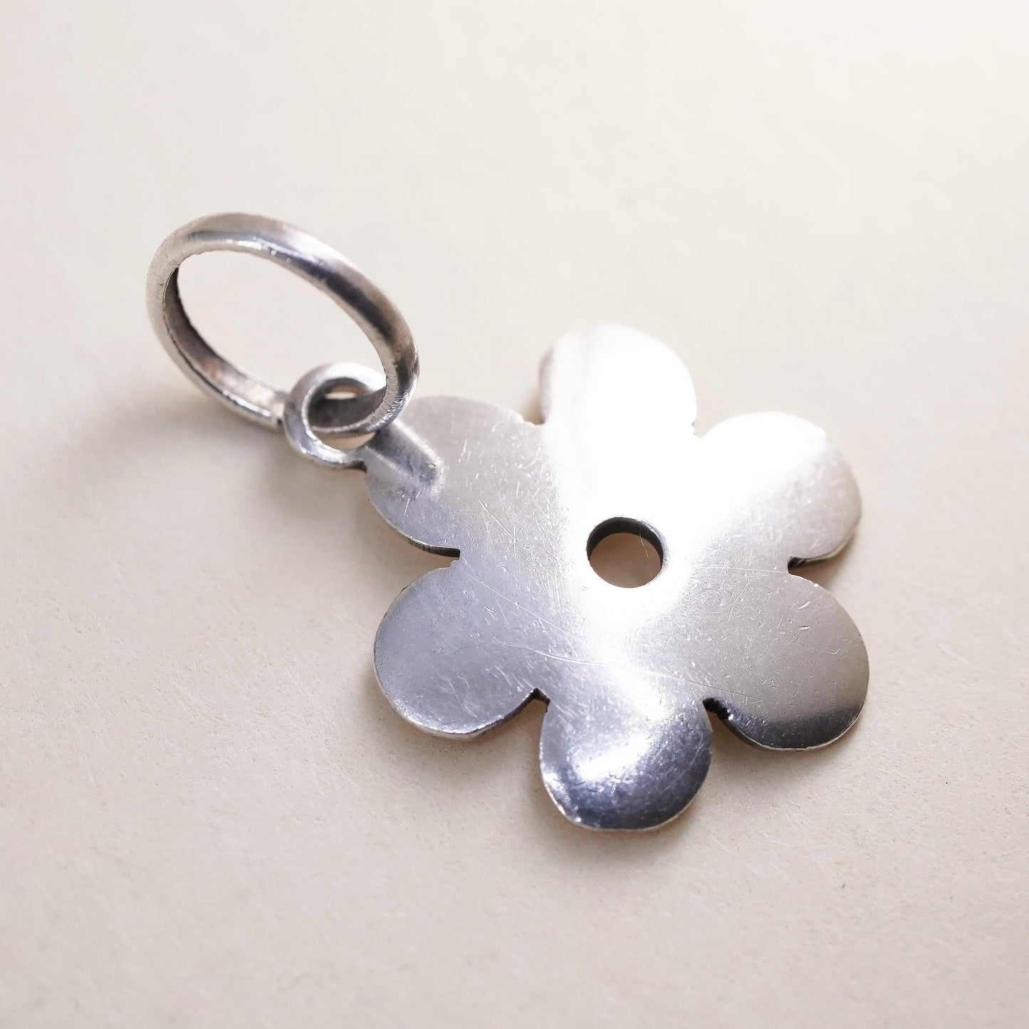 Vintage Sterling silver handmade pendant, 925 silver flower