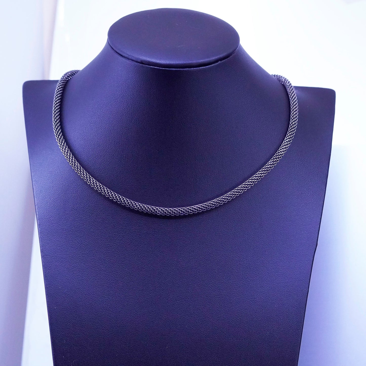 18”, 5mm, vintage Sterling silver handmade necklace, bold 925 mesh chain