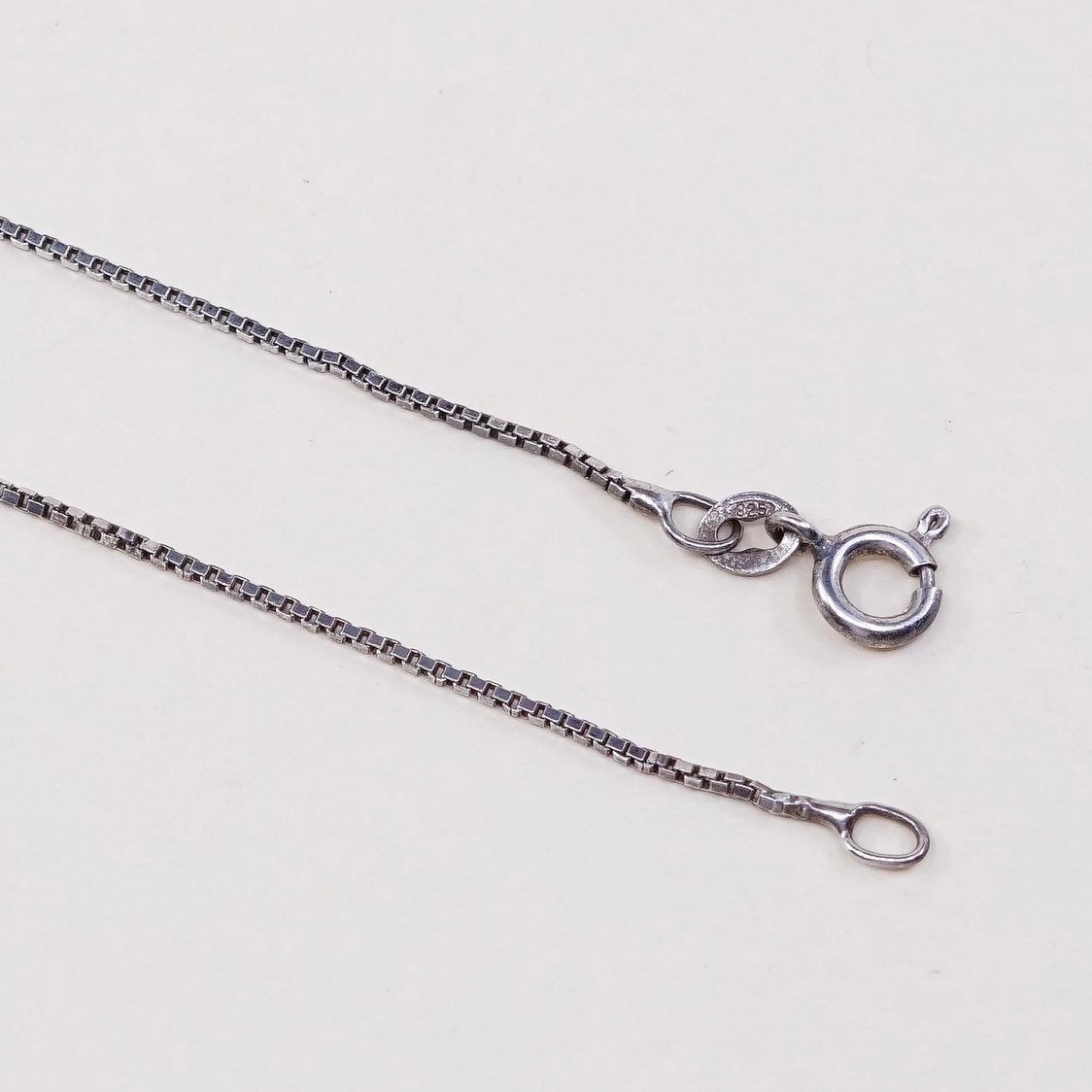 24", vtg Italian sterling silver box chain, made in Italy silver chain