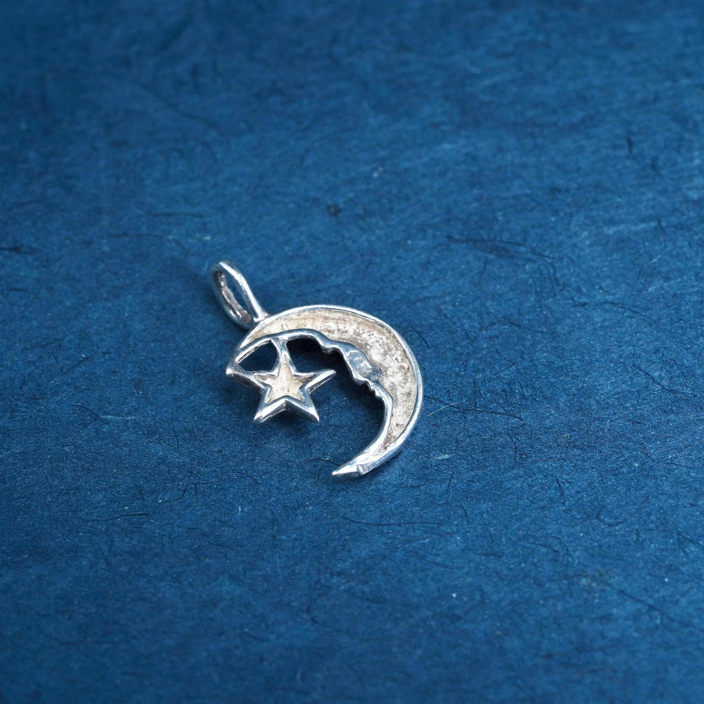 Vintage Sterling silver 925 circle moon star pendant