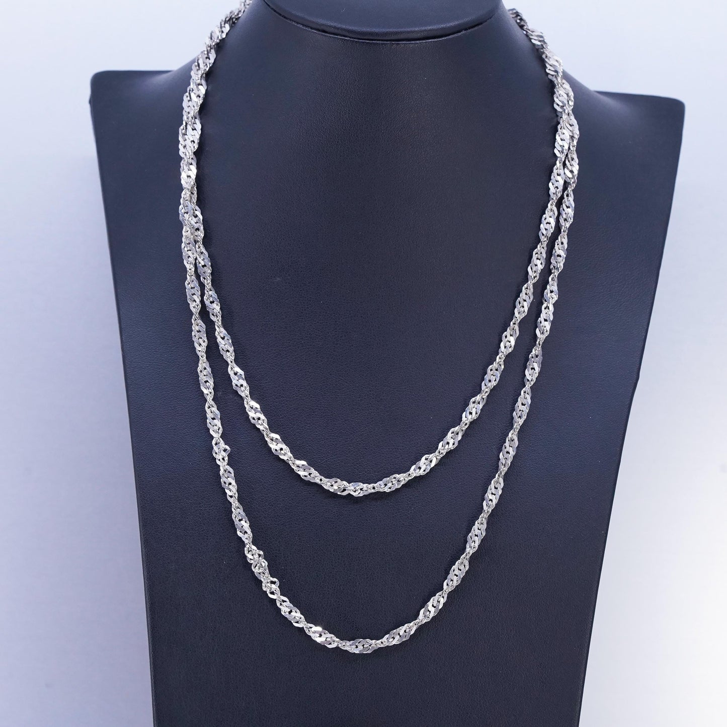 38" 4mm, vintage Sterling 925 silver extra long twisted curb chain necklace