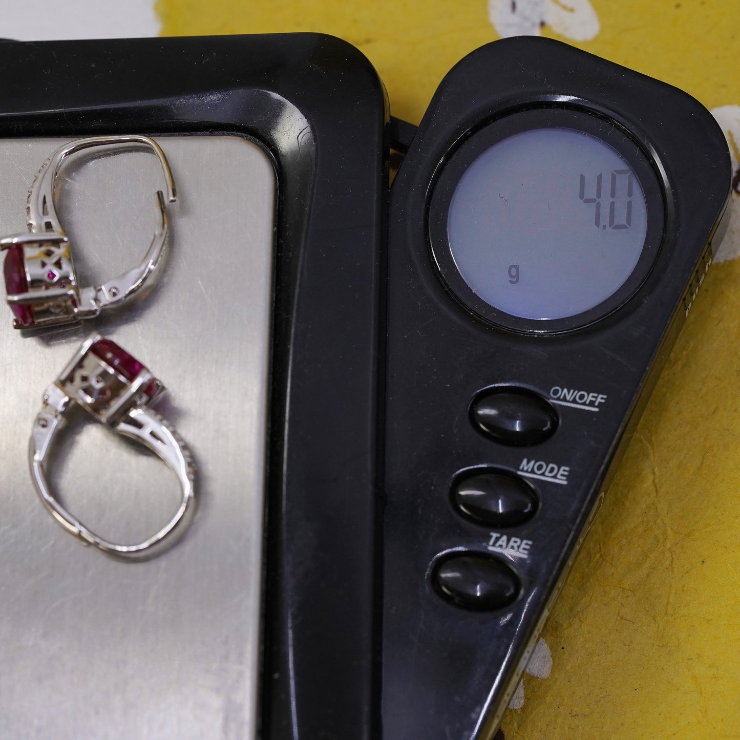 Vintage Sterling 925 silver earrings with ruby