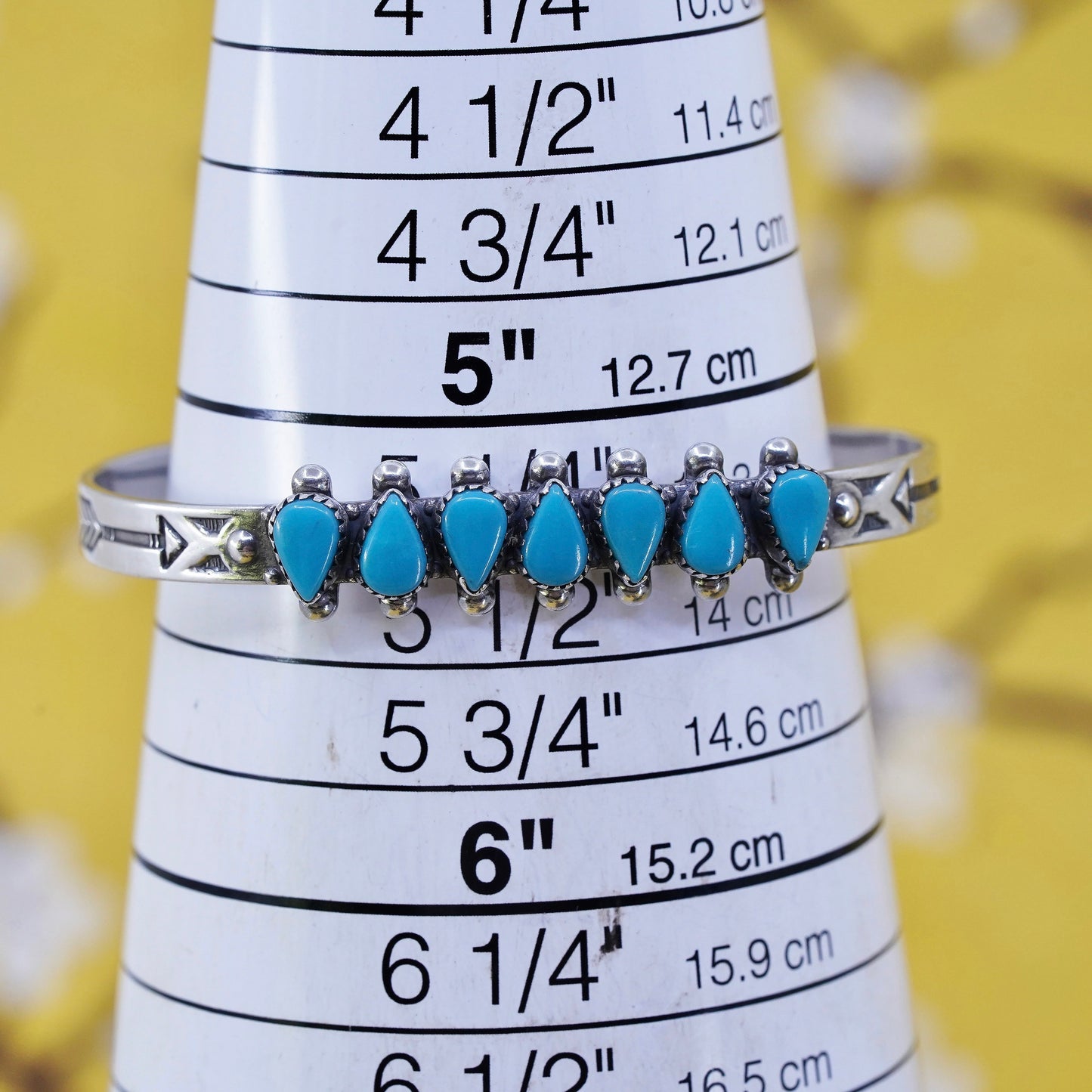 5.25”, VTG Navajo Pacific Jewelry Sterling silver bracelet, 925 cuff turquoise