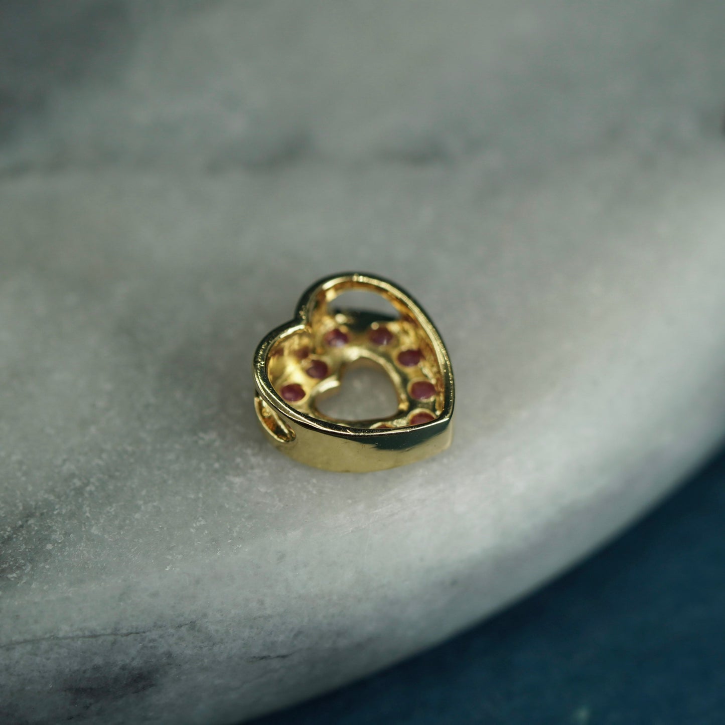 vermeil yellow gold over Sterling silver handmade pedant, 925 heart with ruby
